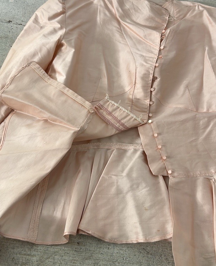 Vintage 80s Does Victorian Pink Regency Peplum blouse