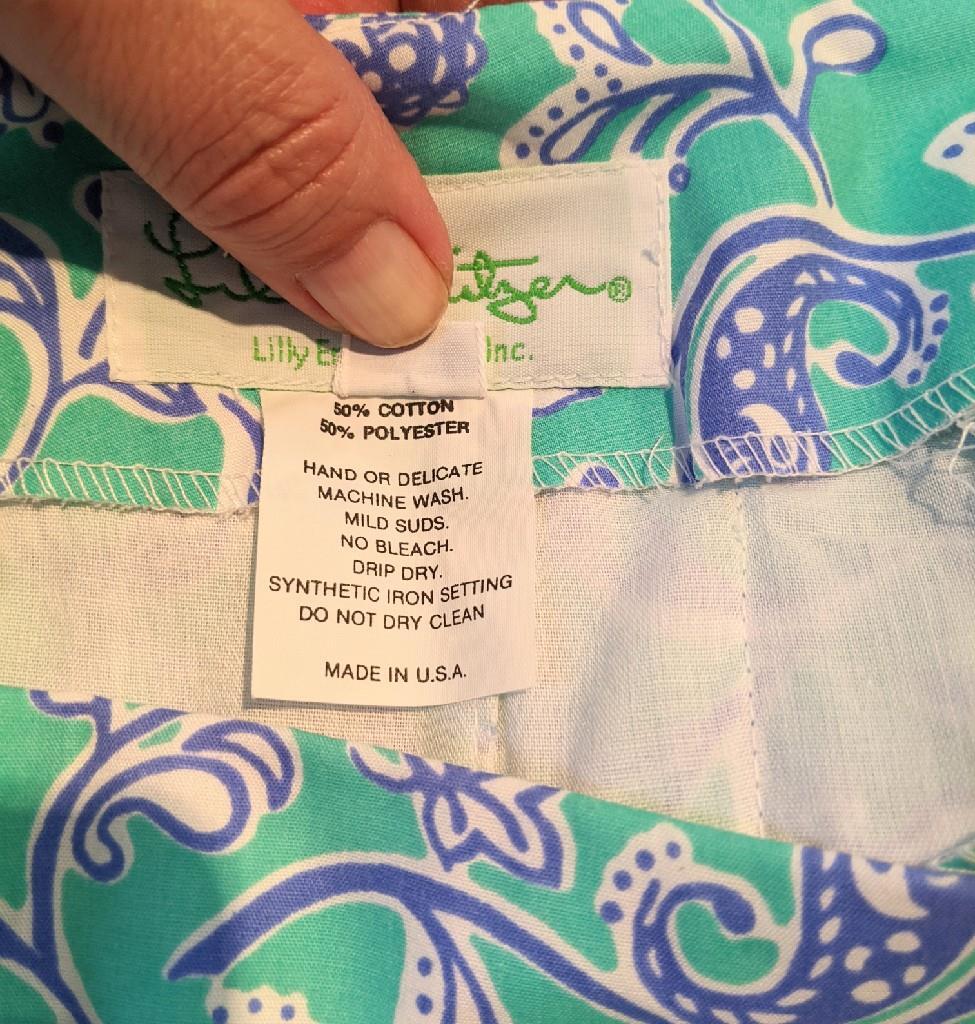 Lilly Pulitzer Scalloped Skirt Vintage Aqua Floral 24&Prime; Waist &rsquo;80s NWT XS
