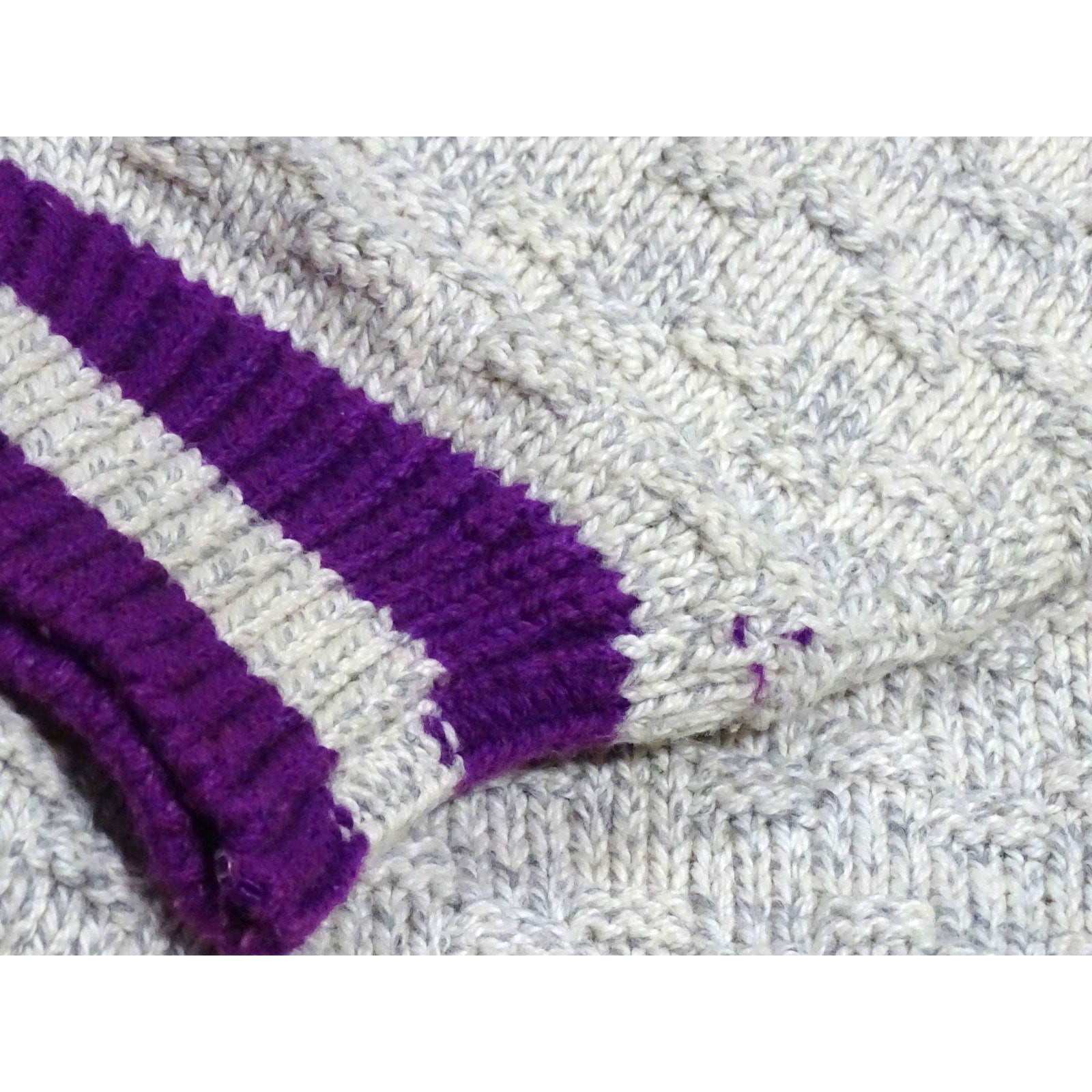Vtg United States Sweaters 100% Cotton Knit Pullover Size Large Purple Ringer