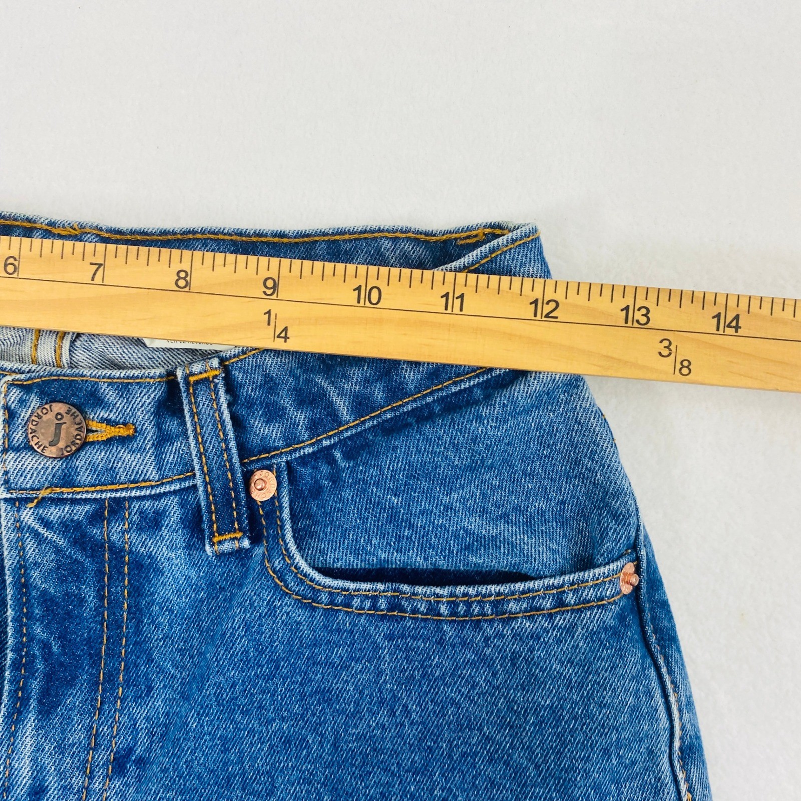 Jordache Vintage Jeans Junior 3/4 Mid Rise Straight Leg Blue Jeans 100% Cotton