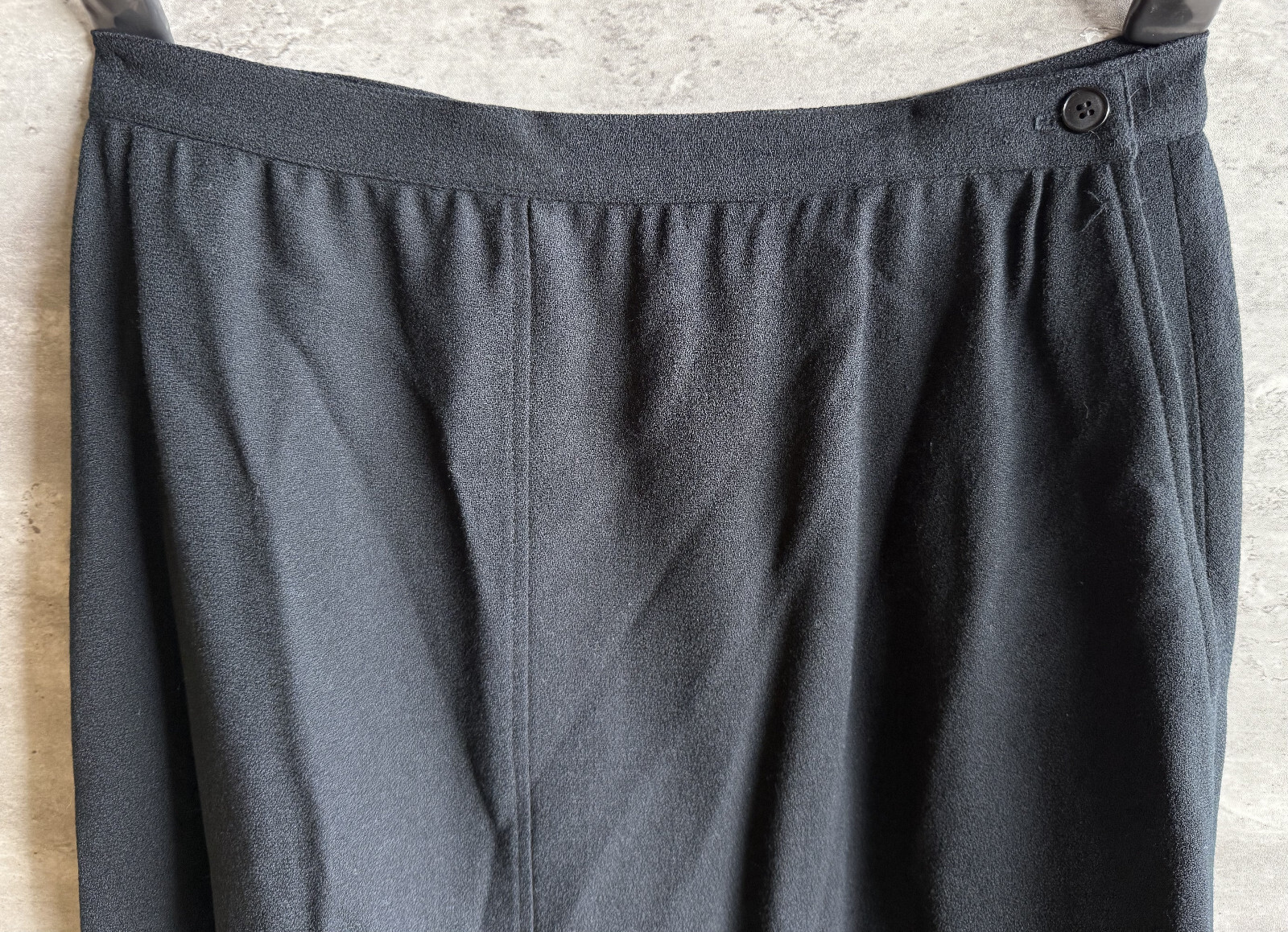 Vintage 1980s Lloyd Williams Black Wool Acetate Lined A-Line Pocket Skirt Sz 14