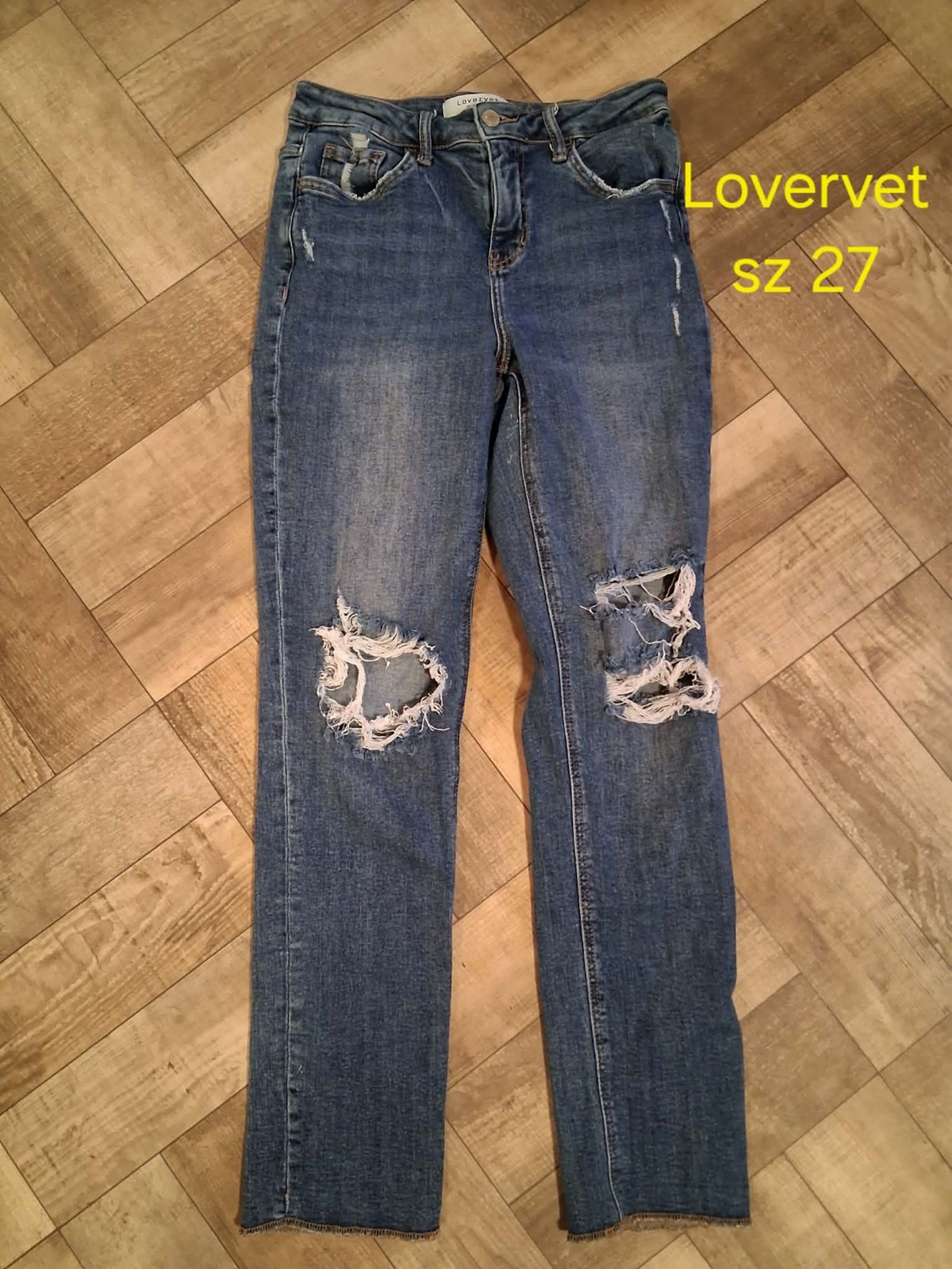 Lovervet by Vervet Women&rsquo;s High Rise Straight Leg Distressed Jeans Sz 27