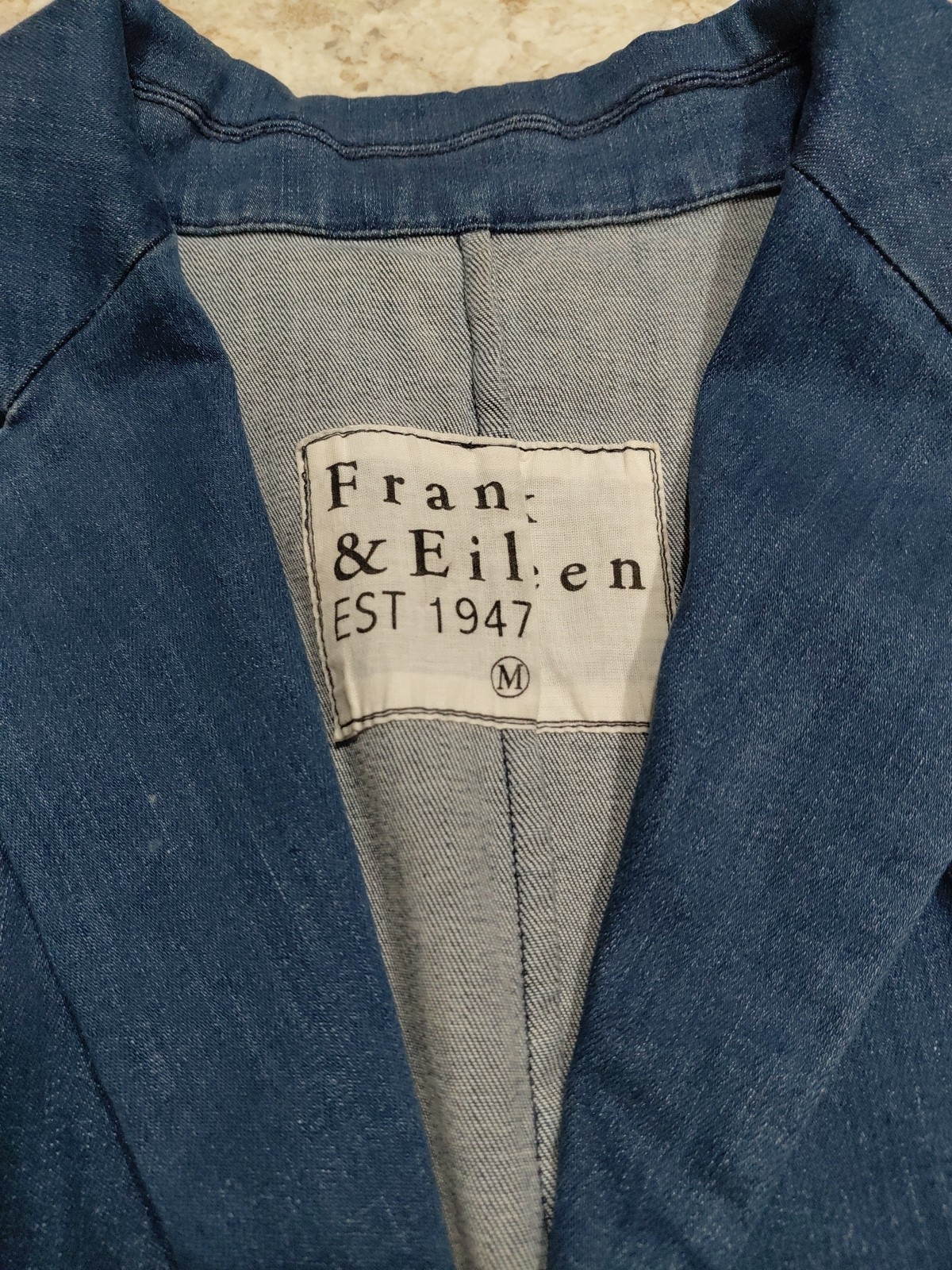 Frank & Eileen Jacket And Skirt Set Blue Stretch Top M Skirt 12 EUC