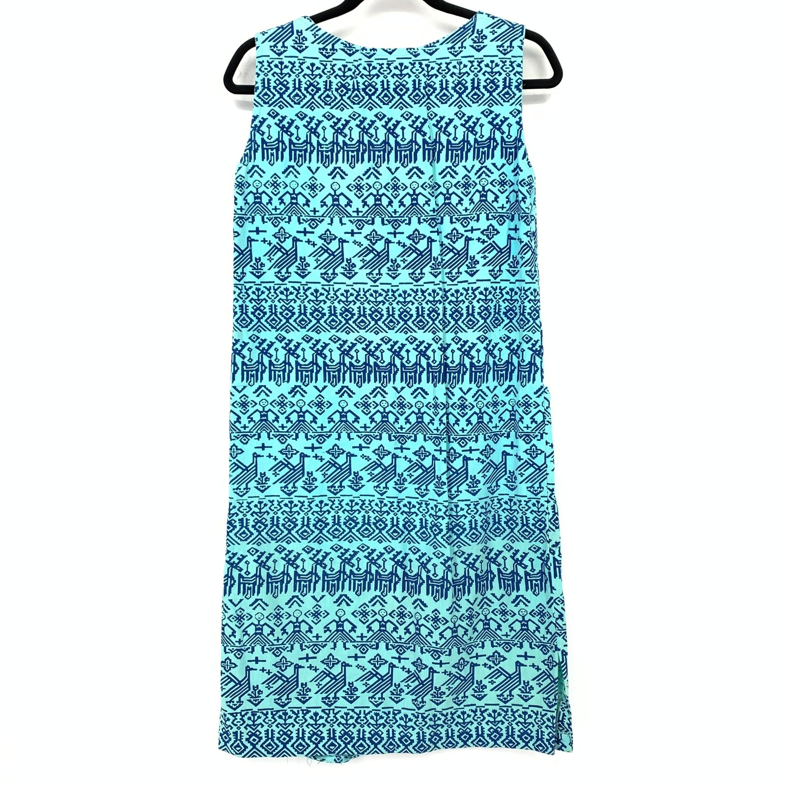Vintage Maya De Mexico Original Shift Dress Womens Sz S/M Blue Bird Print *READ