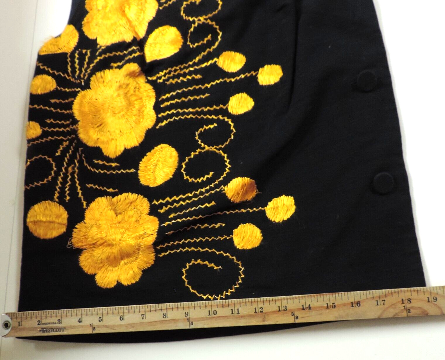 1970s Bertram Boutique Acapulco Embroidered Black/Orange Floral Top B40 W36