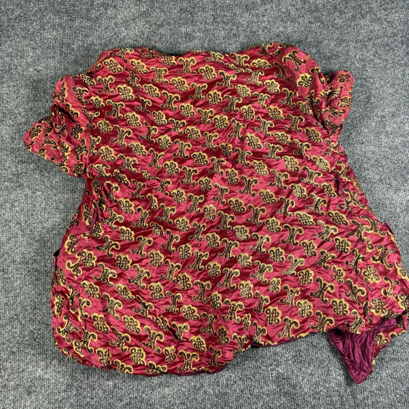 Vintage Handmade Silk Owen Bros Jacket Blouse W/ Imperfections Made In Hong Kong