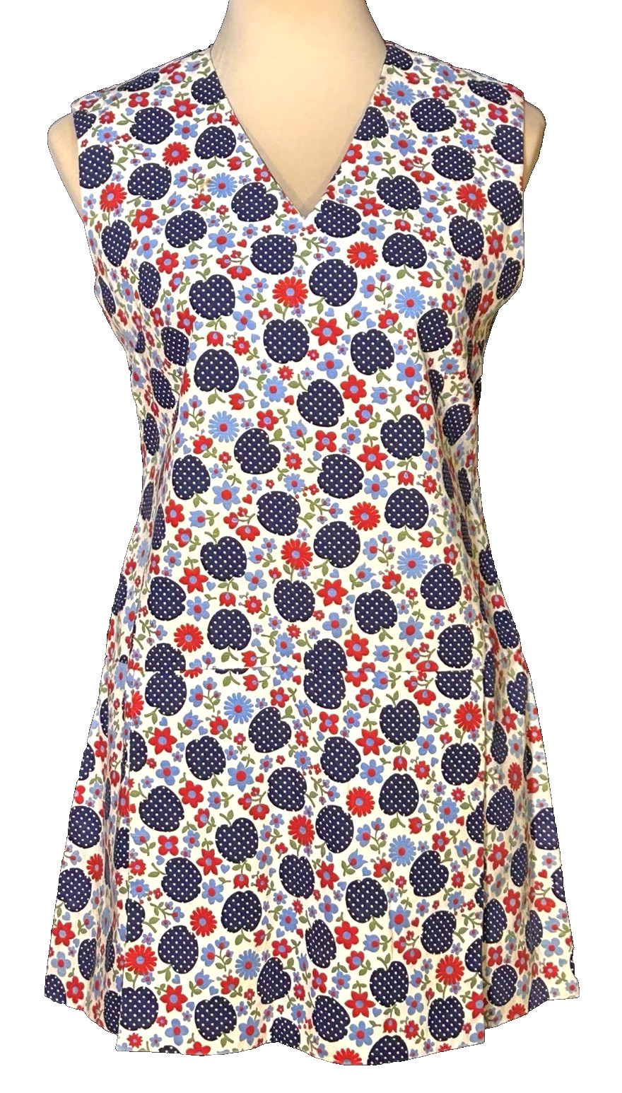 Vintage 1960s Handmade Mod Floral Sleeveless Romper Playsuit Skort