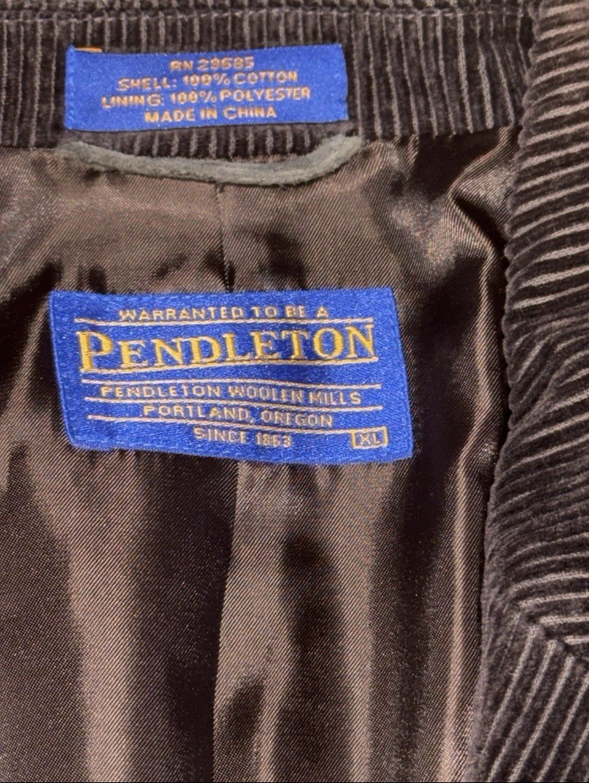 Pendleton Men&rsquo;s Blazer Jacket Corduroy Brown Size XL Elbow Patches