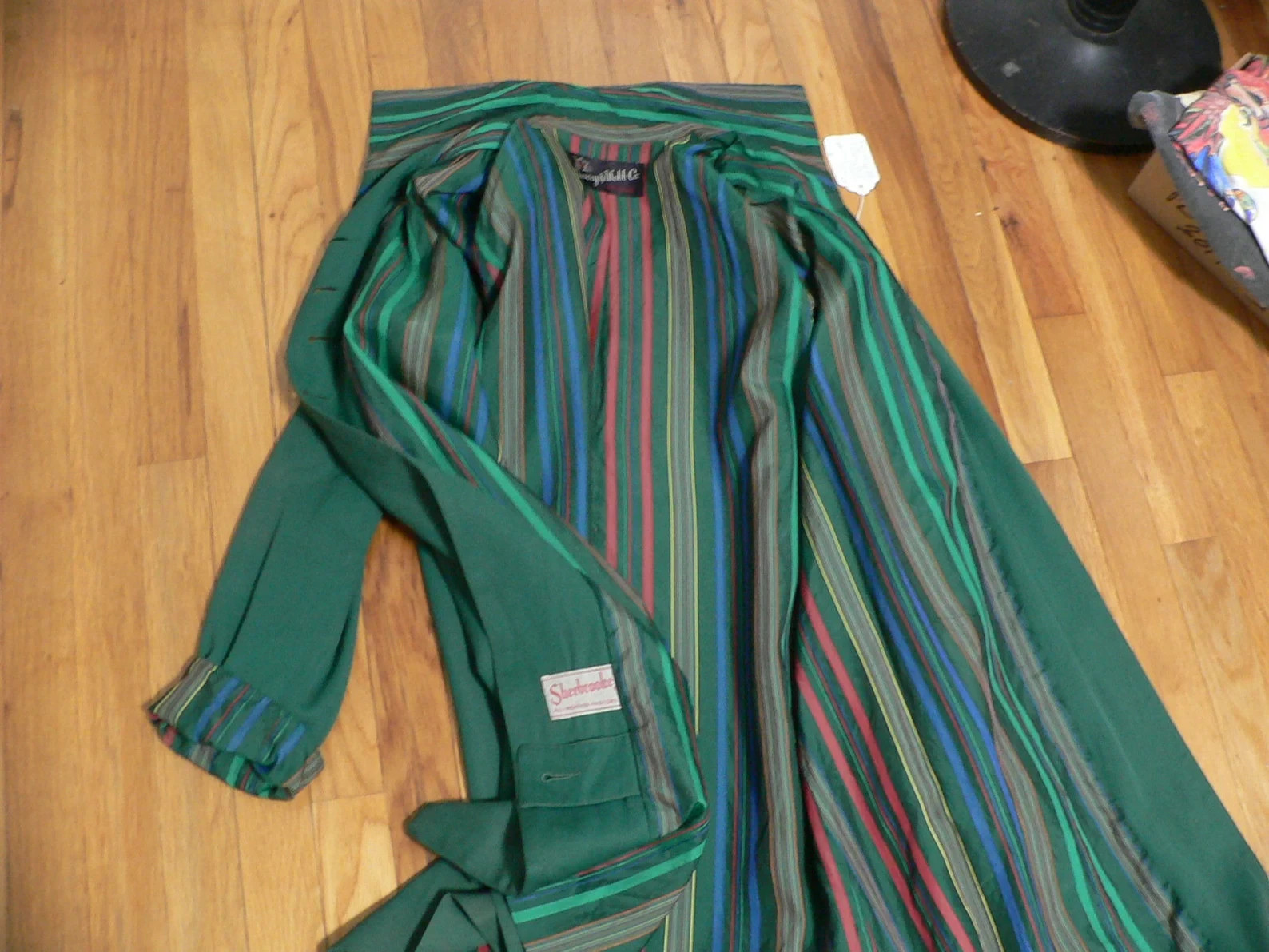 1940&rsquo;s 50s Raincoat w Matching Hat with Striped Taffeta Lining by Sherbrooke