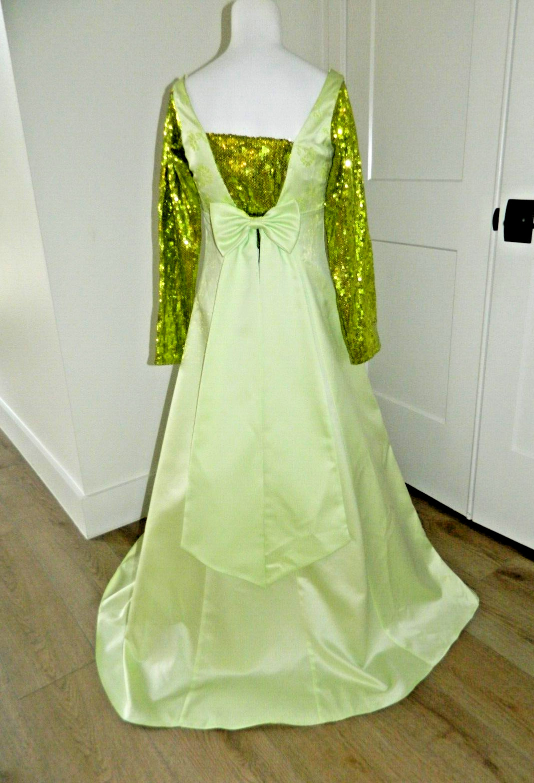 Vtg. Zum Zum Lime Green Sequin Special Occasion Prom Dress sz 5/6