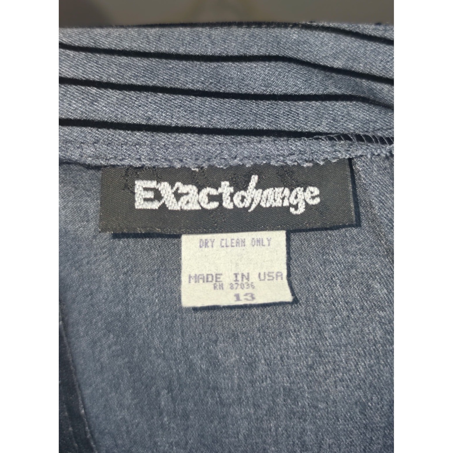 Exact Change Gray Pinstripe Mini Skirt Size 13 Vintage Made in USA Slit Zip Back