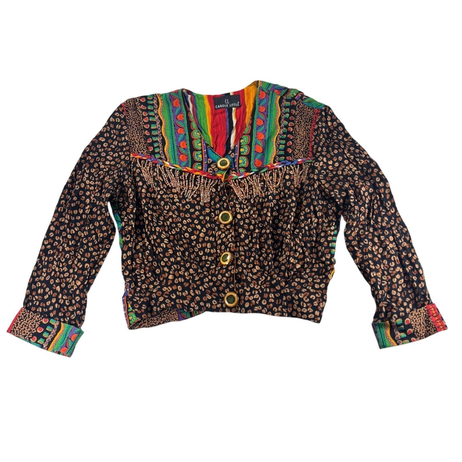 Carole Little 6 S M Funky Pop Art-to-Wear Leopard 90s Shirt Jacket Lagenlook