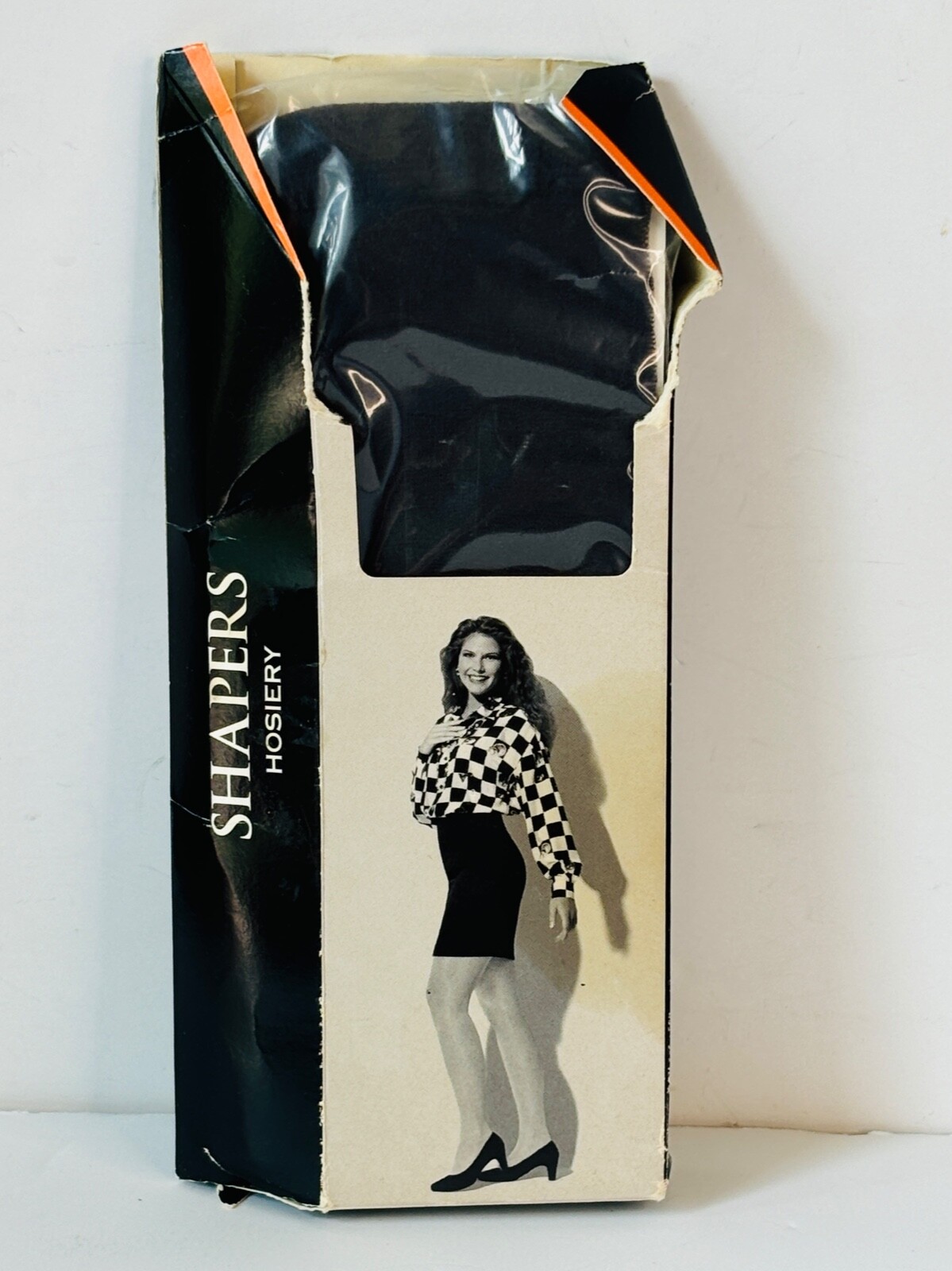 NOS VTG S90&rsquo;S HAPERS HANES HER WAY CONTROL TOP SHEER OFF BLACK PANTYHOSE*TALL