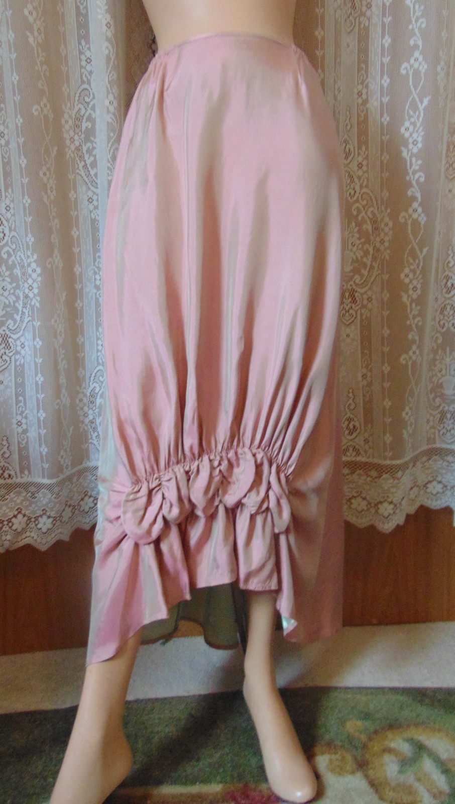 VTG 90s Newport News Iridescent Pink Skirt, Gathered Front Fish Tail Back Sm
