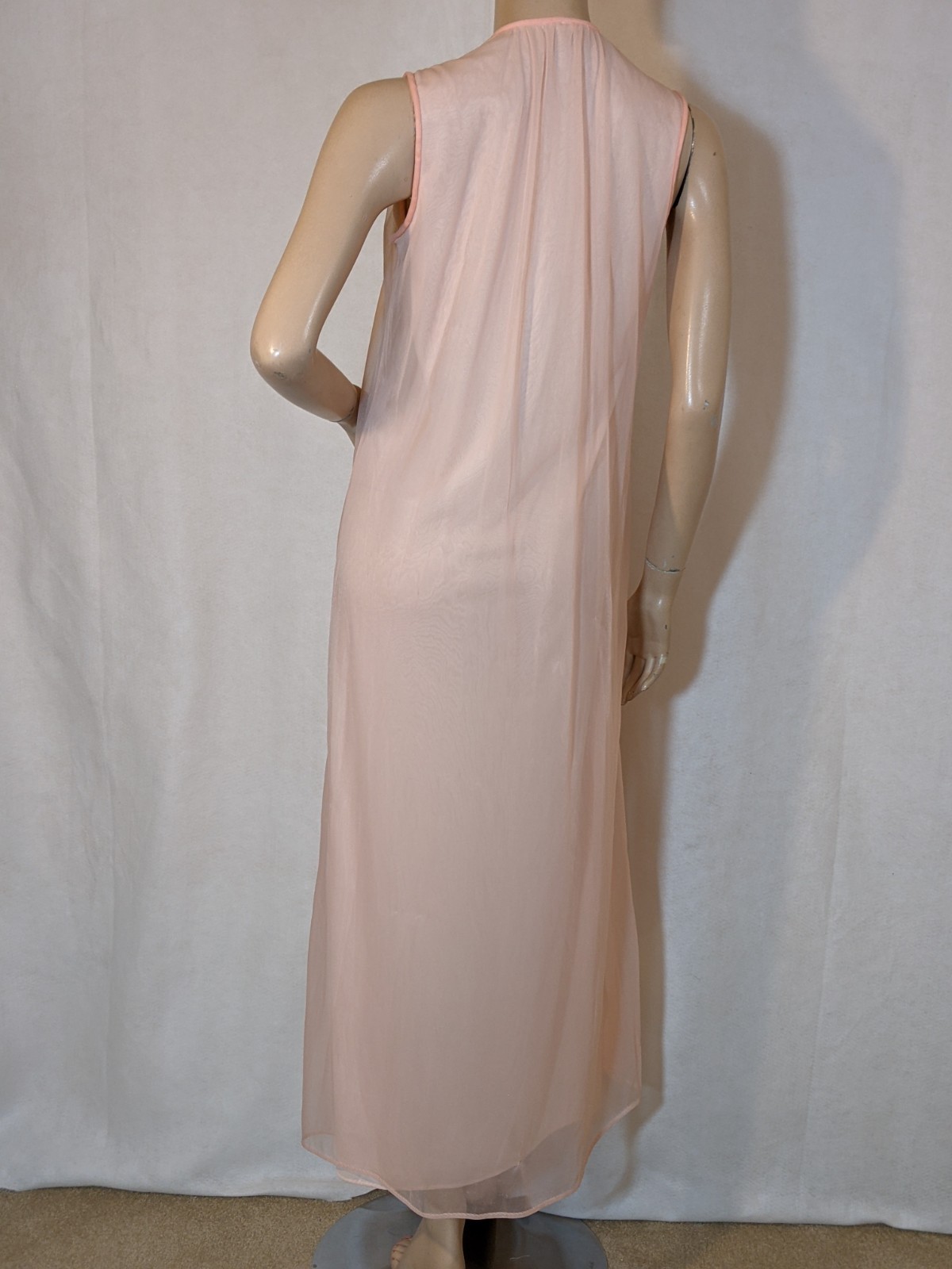 Vintage Peach Double Layer Chiffon Free Bust Lingerie Dress Nightgown