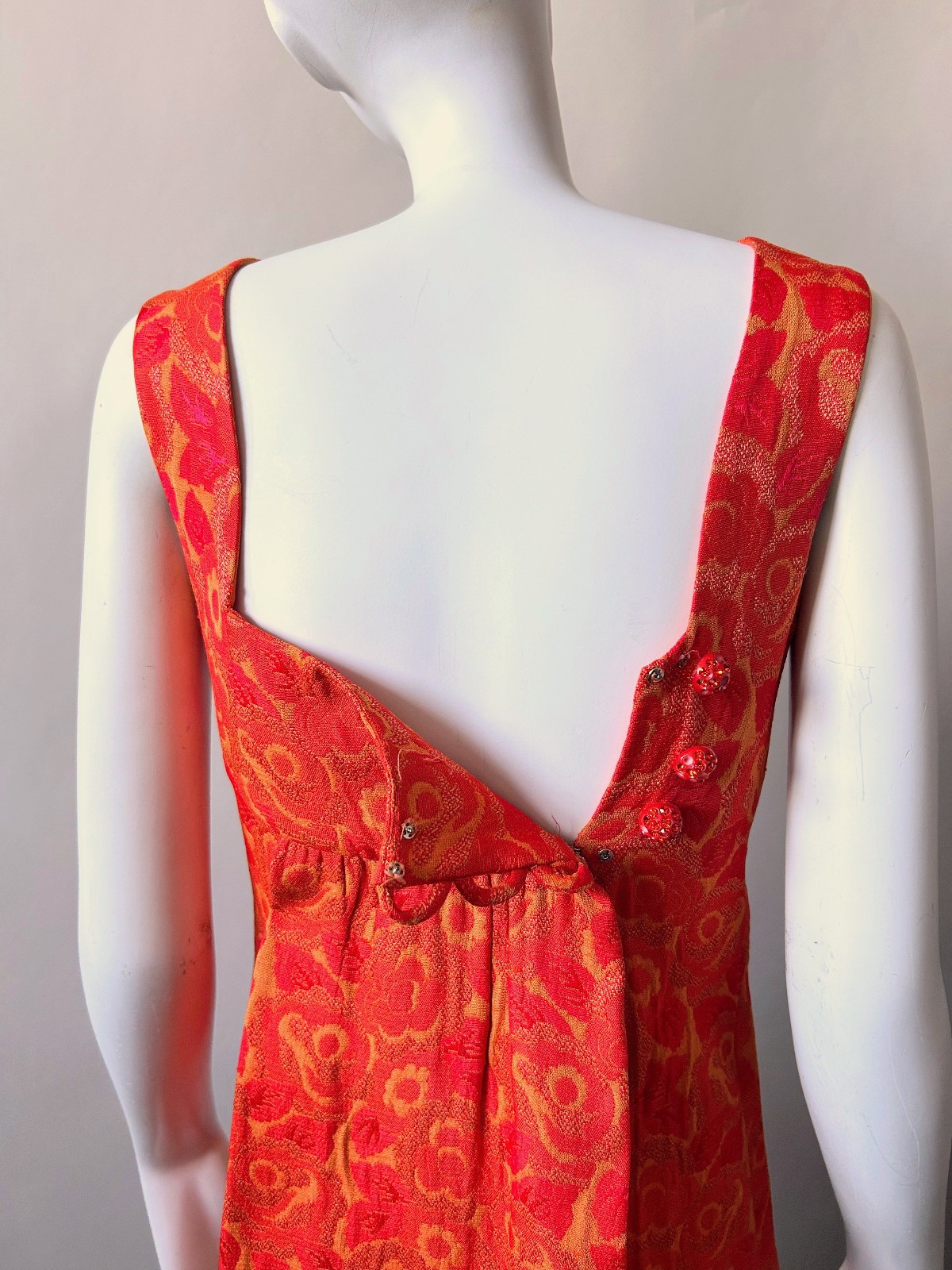 Vintage 1960s Mod Orange Micro Mini Dress Palm Royale 60s 70s sz XXS Teen Sz 14