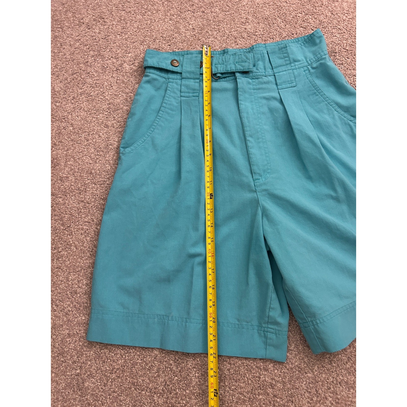 Outback Red Pleated Shorts Womens 10 Teal Excellent Vintage High Waist Cotton