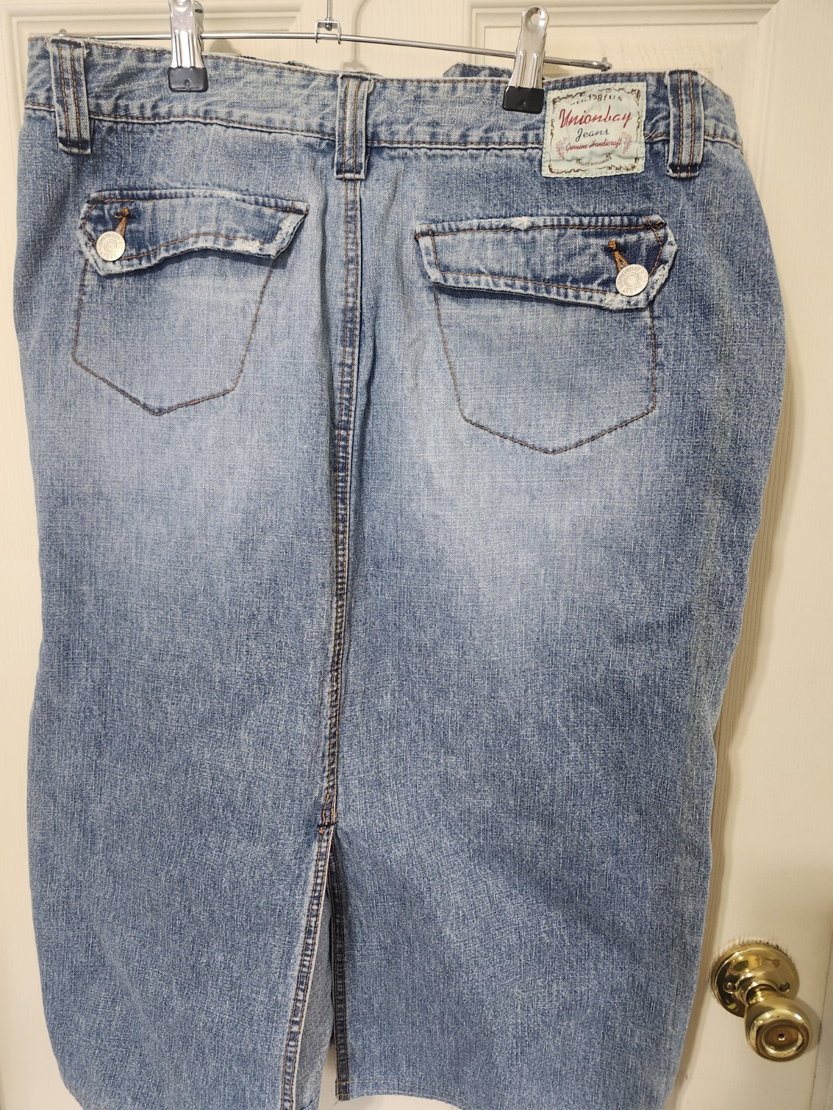 Vintage Denim Skirt With Split In Back unionbay Juniors Size 15 Y2K classic