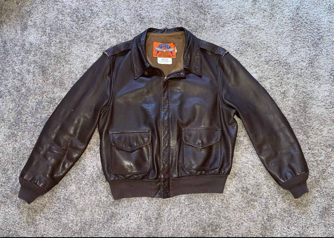 Vtg Cooper Type A-2 Men&rsquo;s Air Force Goatskin Leather Bomber Jacket Size 46R