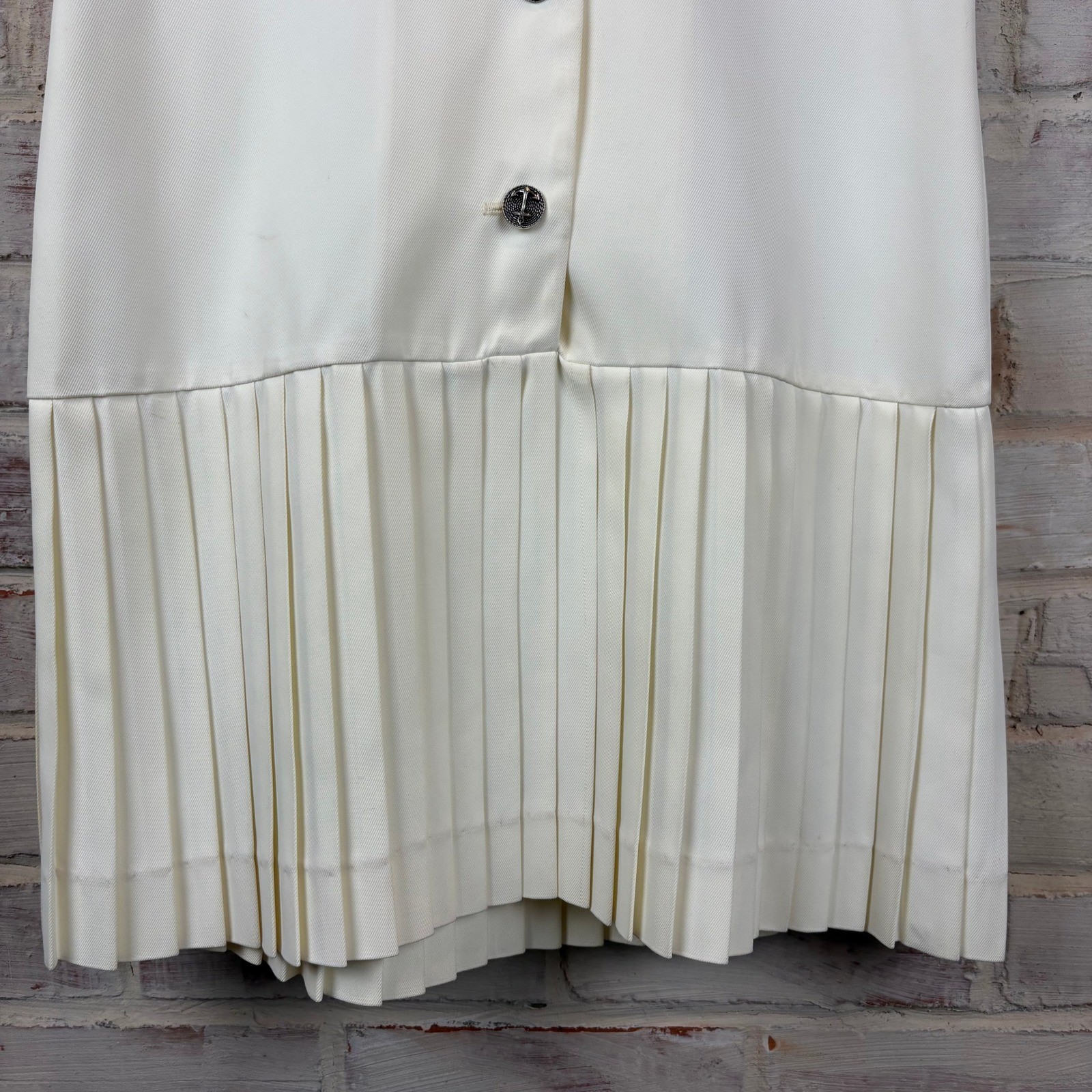 Vintage Miss Amis Ivory Sailor Collar Anchor Button Pleated Mini Dress XS/S