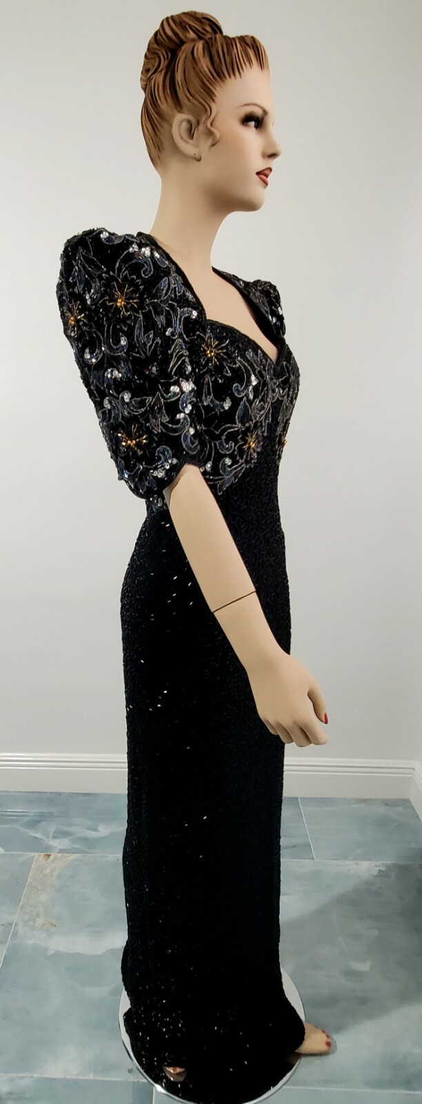 VINTAGE STERLING BY STONE FERRIS LONG EVENING DRESS , HIGH QUALITY, LOTS DETAILS