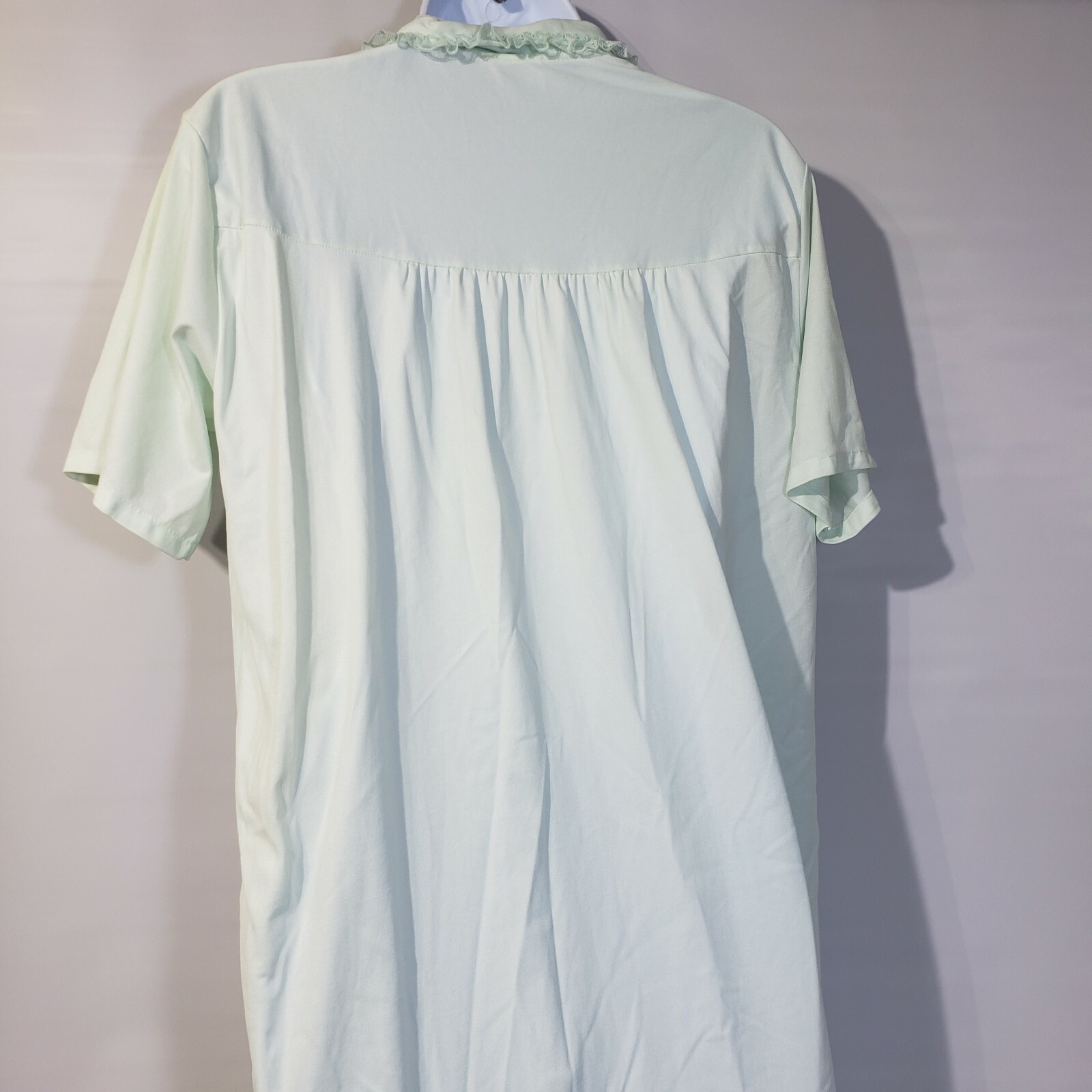 Philmaid Nightgown mint green Nylon Button Up Robe Lingerie Gown Large 32/34 Vtg