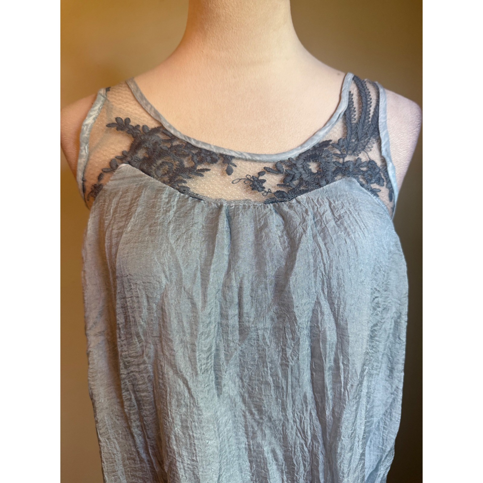 Nostalgia Blue Embroidered small boho flowy fairy whimsi romantic lace y2 dainty