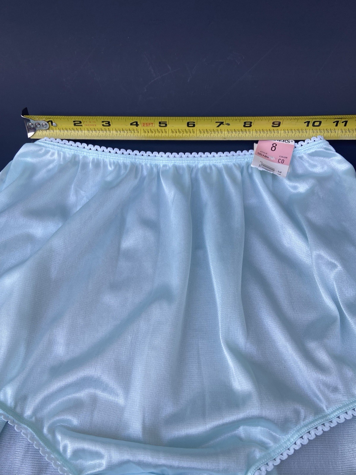 Warners 55184 Perfect Measures Panties Size 8 Nylon Brief Light Aqua Blue FLAWS