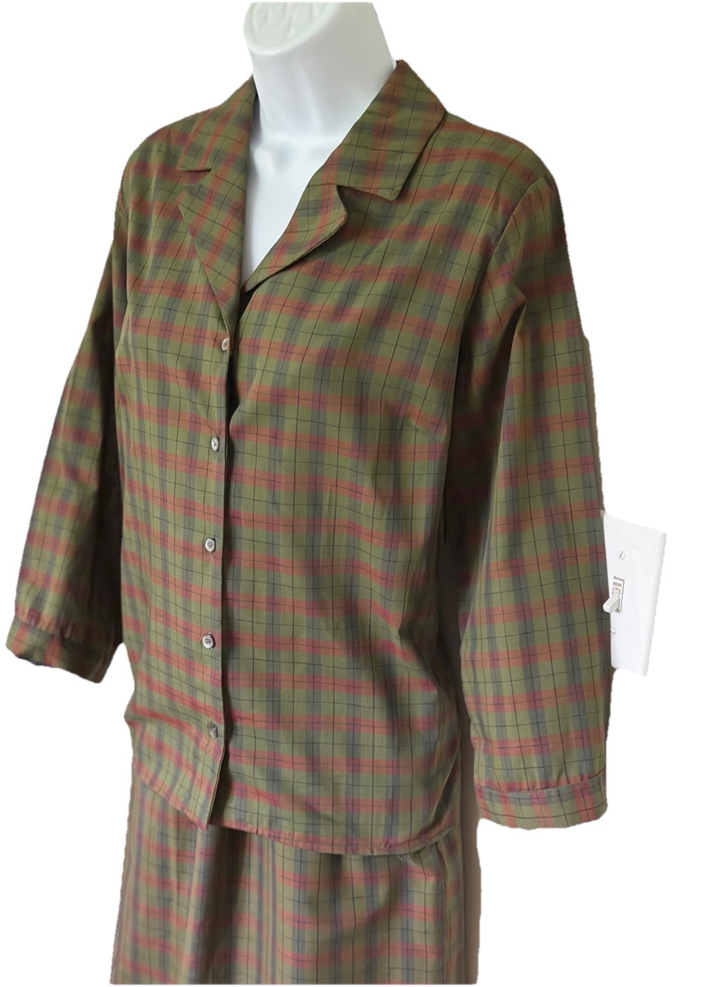 Vtg 50s White Stag Plaid Shirtwaist Dress 38” Bust Broken Zip 23&Prime; Waist