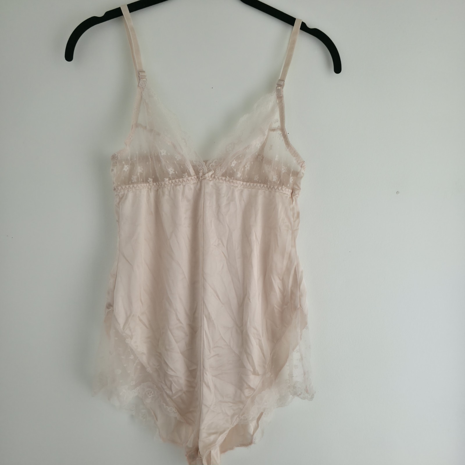 Vintage 80’s Teddy Nighty Lace Satiny Warners Whimsies Women 34 Pink Soft Snaps