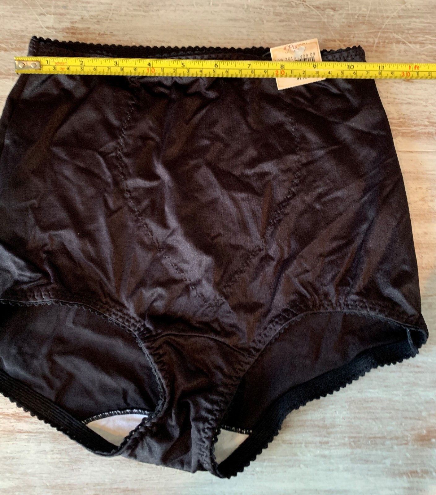 Vtg Soft Skins Light Control JC Penney Black Nylon Spandex Panty #3013 Sz L NEW