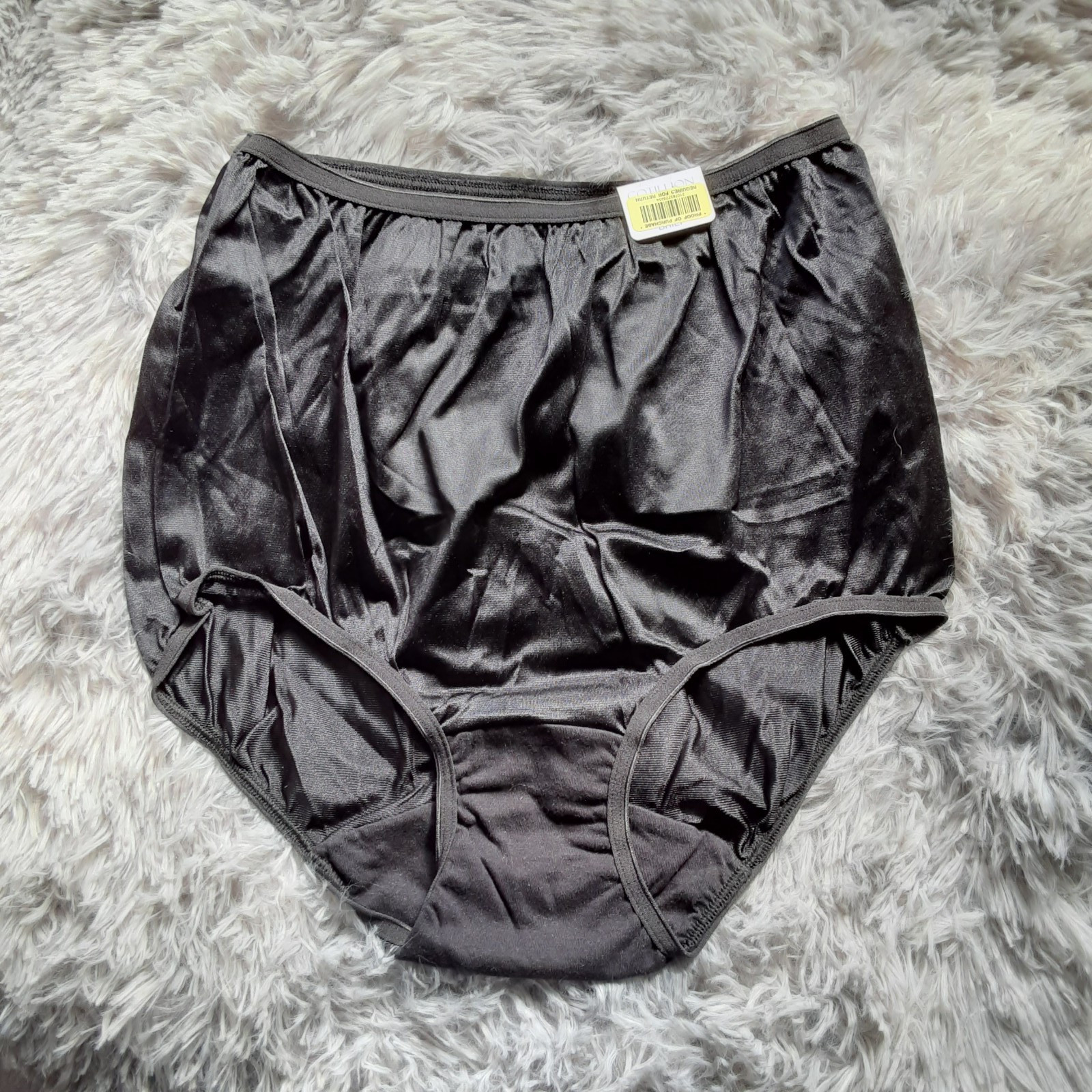 Shiny Nylon Cotillion Granny Panties Size 6 Black NWT Cotton Gusset
