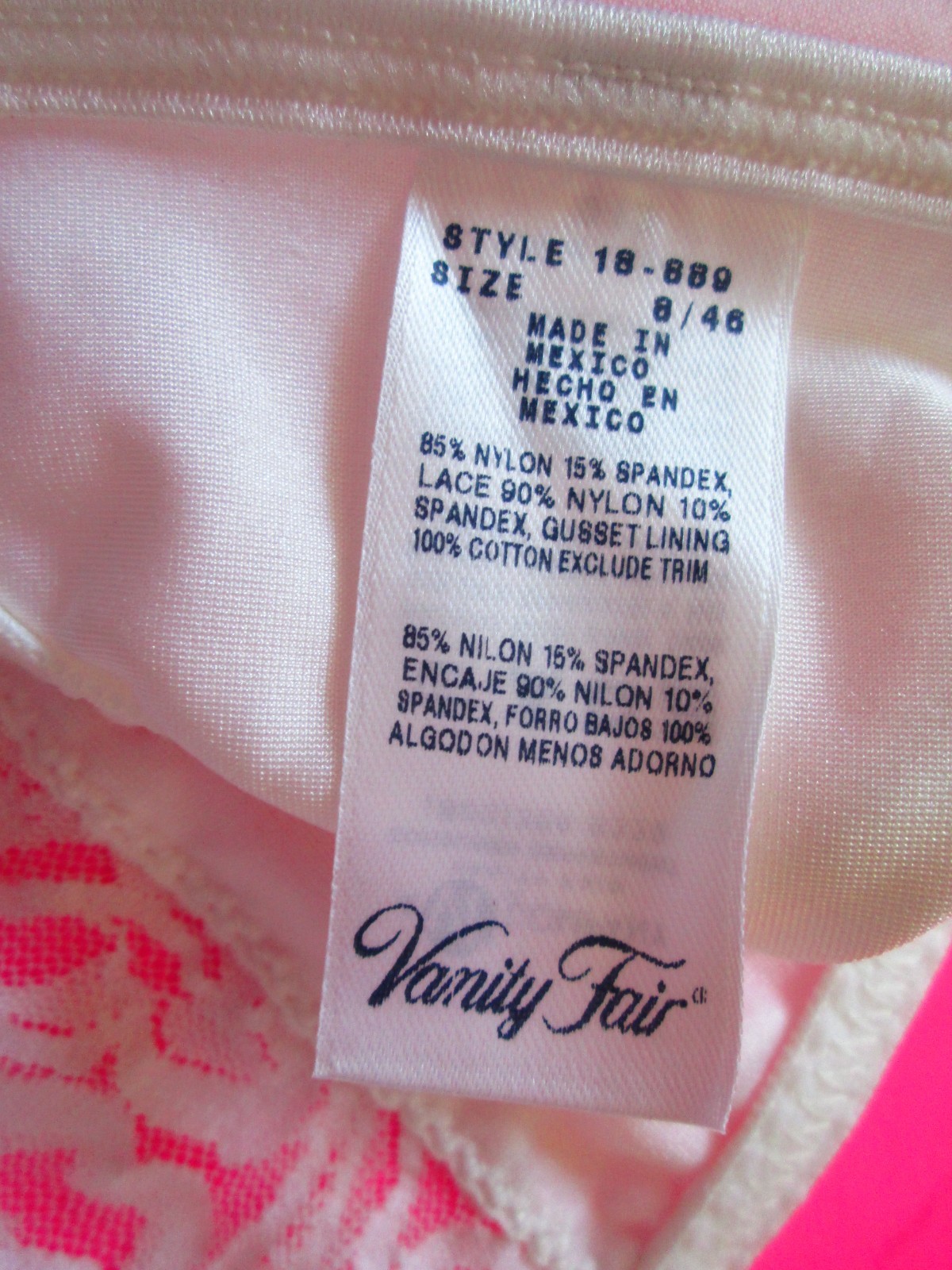Vintage 1990&rsquo;s NYLON SATIN G-String THONG Panties by VANITY FAIR XL 8/46 14/16