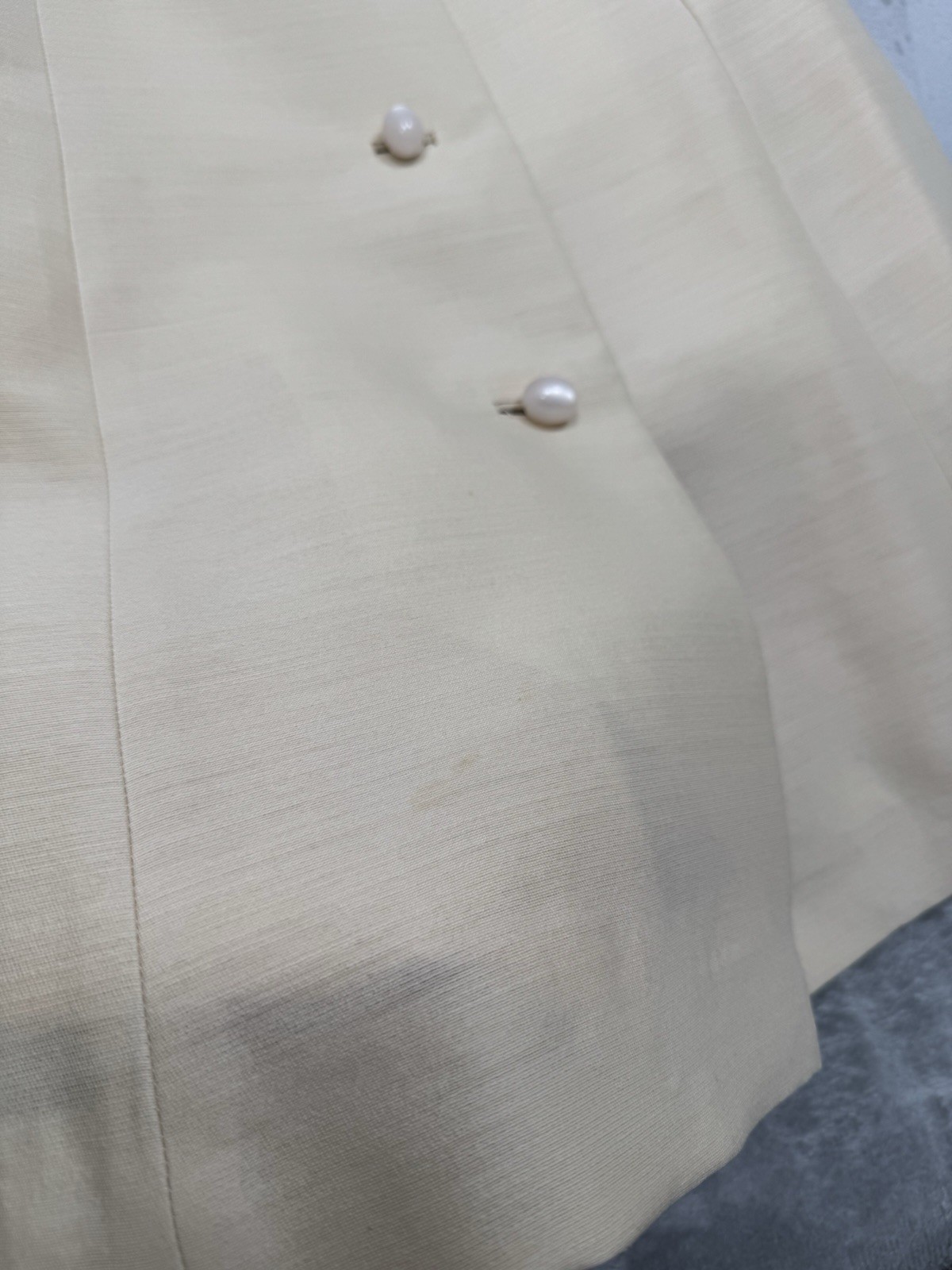 Vintage 50s Lilli Ann Dress Coat Womens Medium Princess Bell Sleeves Linen Pearl