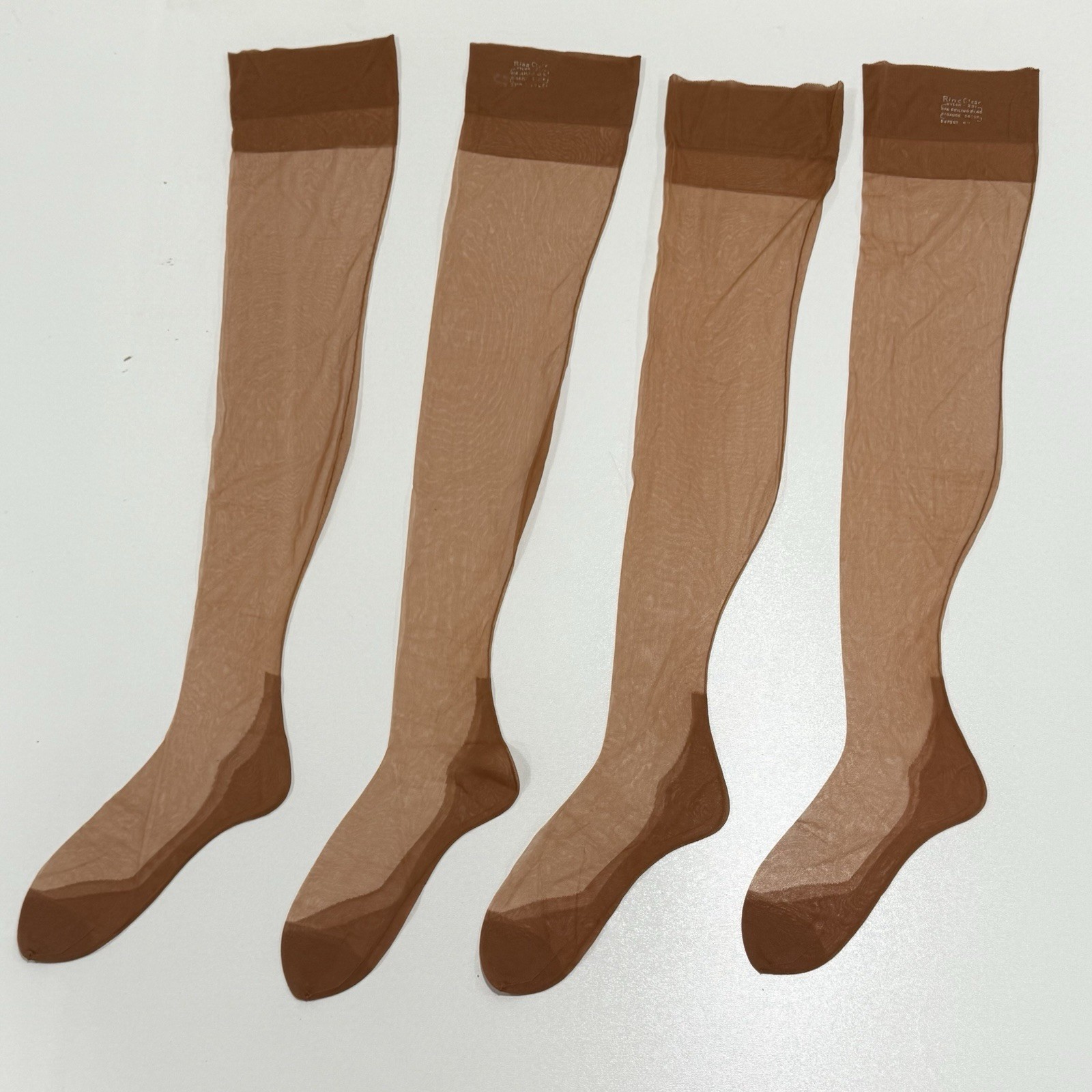 Vintage Ring Clear Full Fashioned DuPont Nylon Stockings Sz 10 RTH Lot Of 2