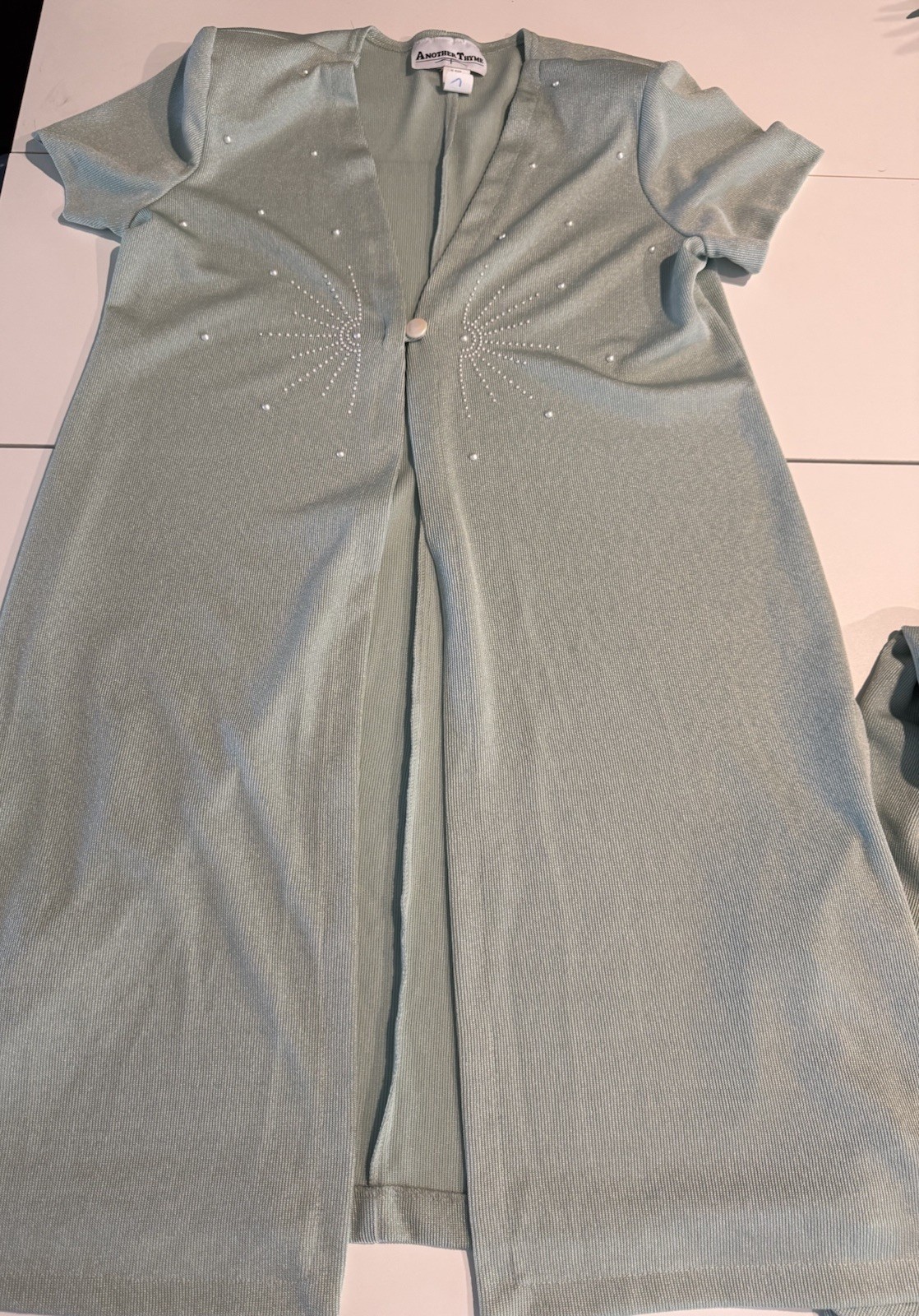 2 Piece Vintage Another Thyme Green Dress/Cardigan Women’s 14 Petite USA Made