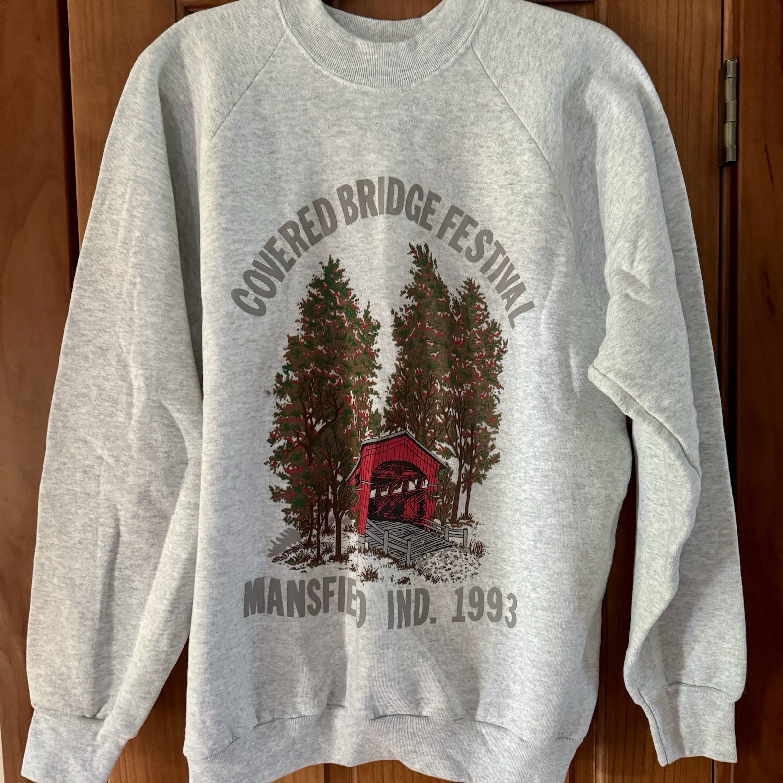 Vintage 1993 Covered Bridge Festival Crewneck Sweatshirt Women’s XL Gray Grey