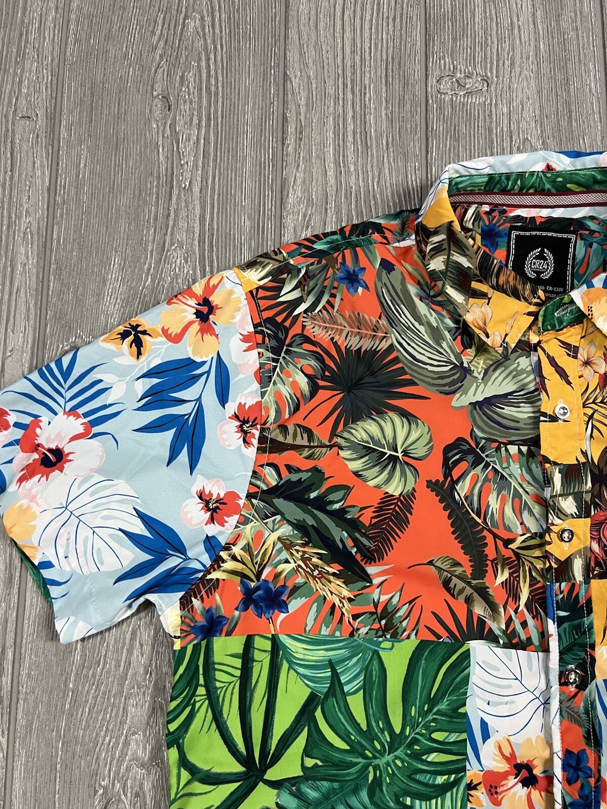 CR-24 Bordo Cromato Hawaiian Shirt Women’s M All Over Tropical Floral Print VTG