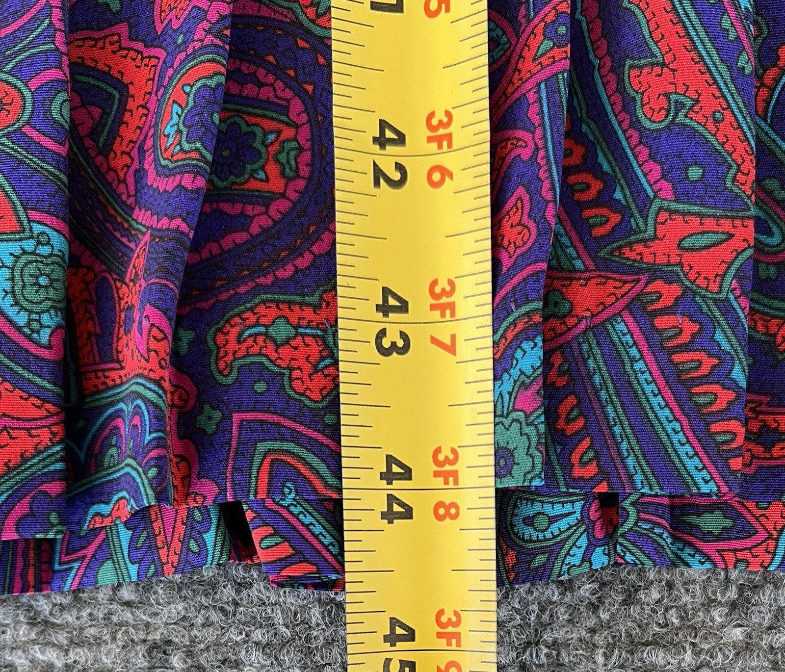 Lady Carol Petites VTG Dress Red Blue Neon Pleated Belted Hippy Fairy Size 10