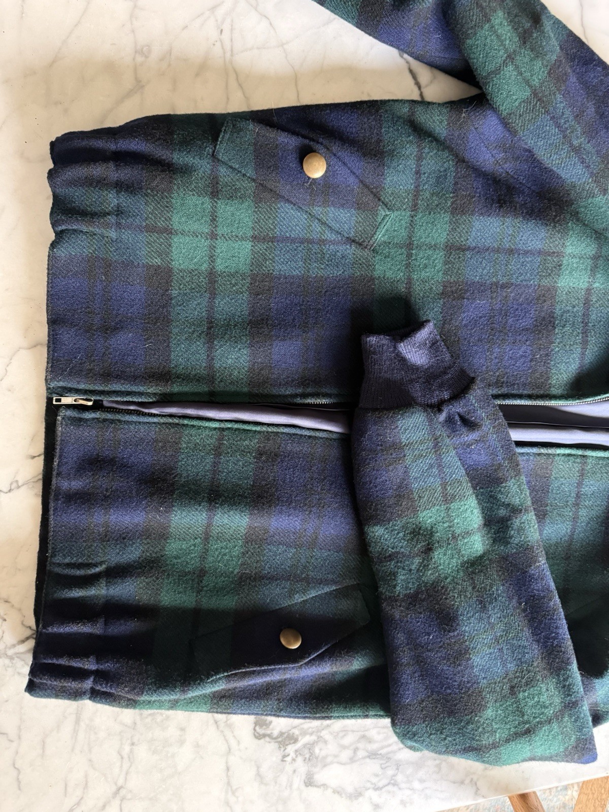 Vtg Pendleton 100% Virgin Wool Bomber Jacket 70s/80s Plaid Small Shoulder Pads!