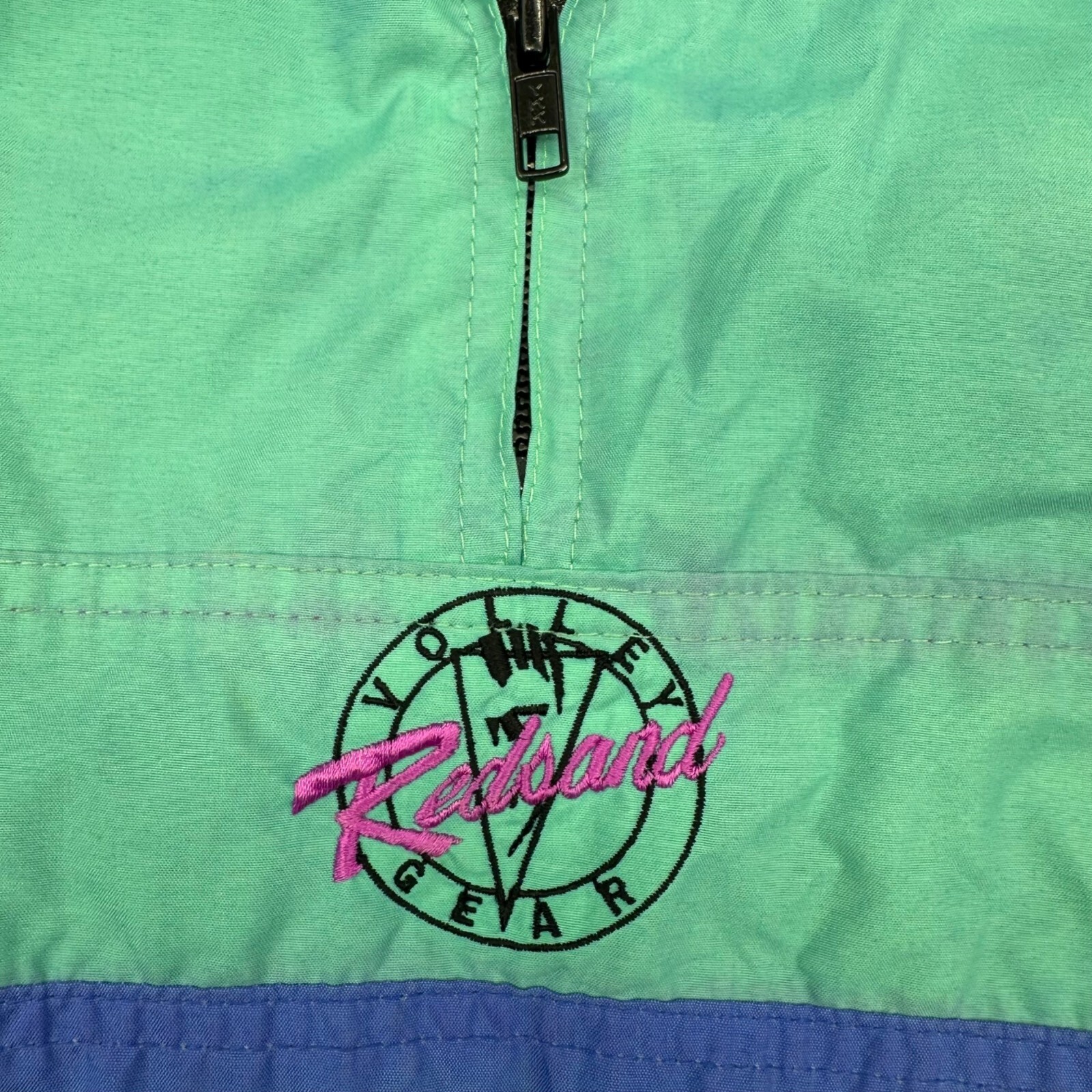 Vintage Windbreaker Jacket S 90s Redsand Volley Gear Blue Purple Green 1/4 Zip