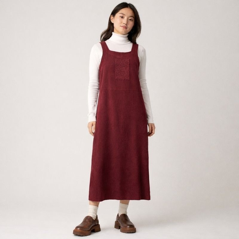 Vtg Mosaic Overall Jumper Maxi Dress Size 12 Teacher Modest Academia Cottagecore