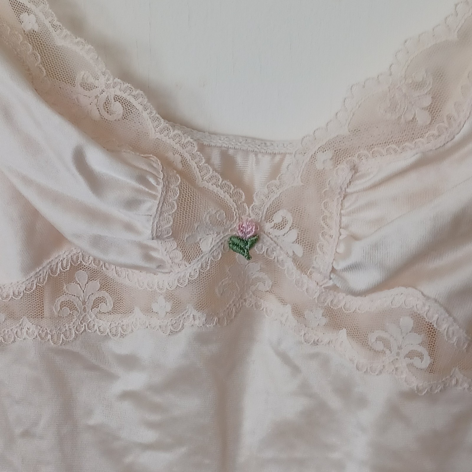 Vtg Maidenform Delectables Lace Slip Cami Tank Top Small USA Made Lingerie 70s