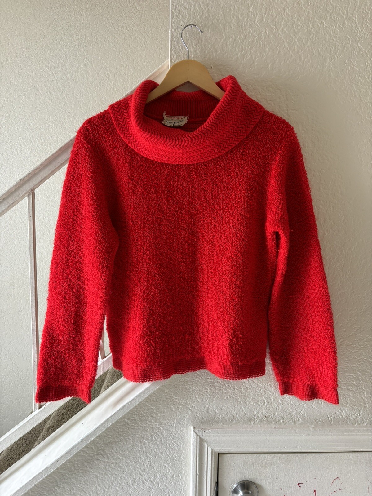 Vintage 60s Womens Sweater Red Sz 4 Gaylana Styled by Peter Freund Milliken Yarn