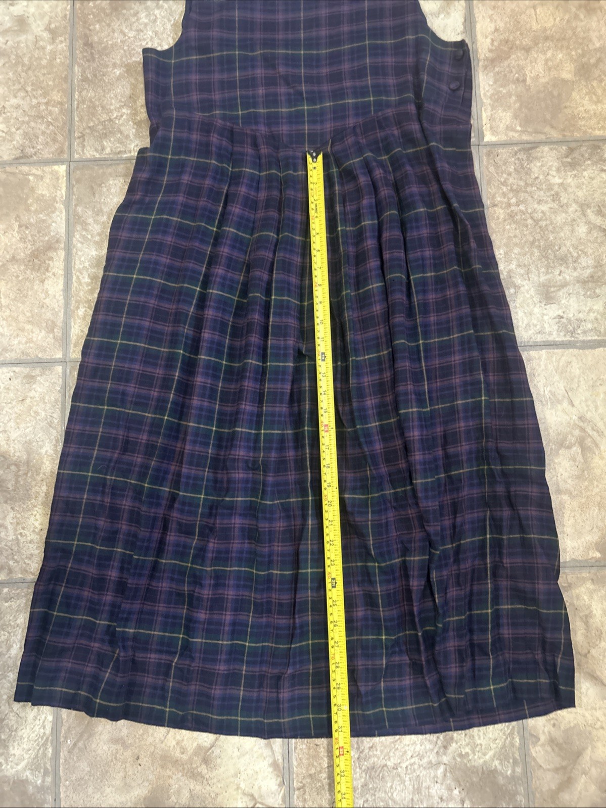 Vintage 80&rsquo;s Plaid Laura Ashley Pinafore Jumper Dress Size 12 US/ 14 UK Mom