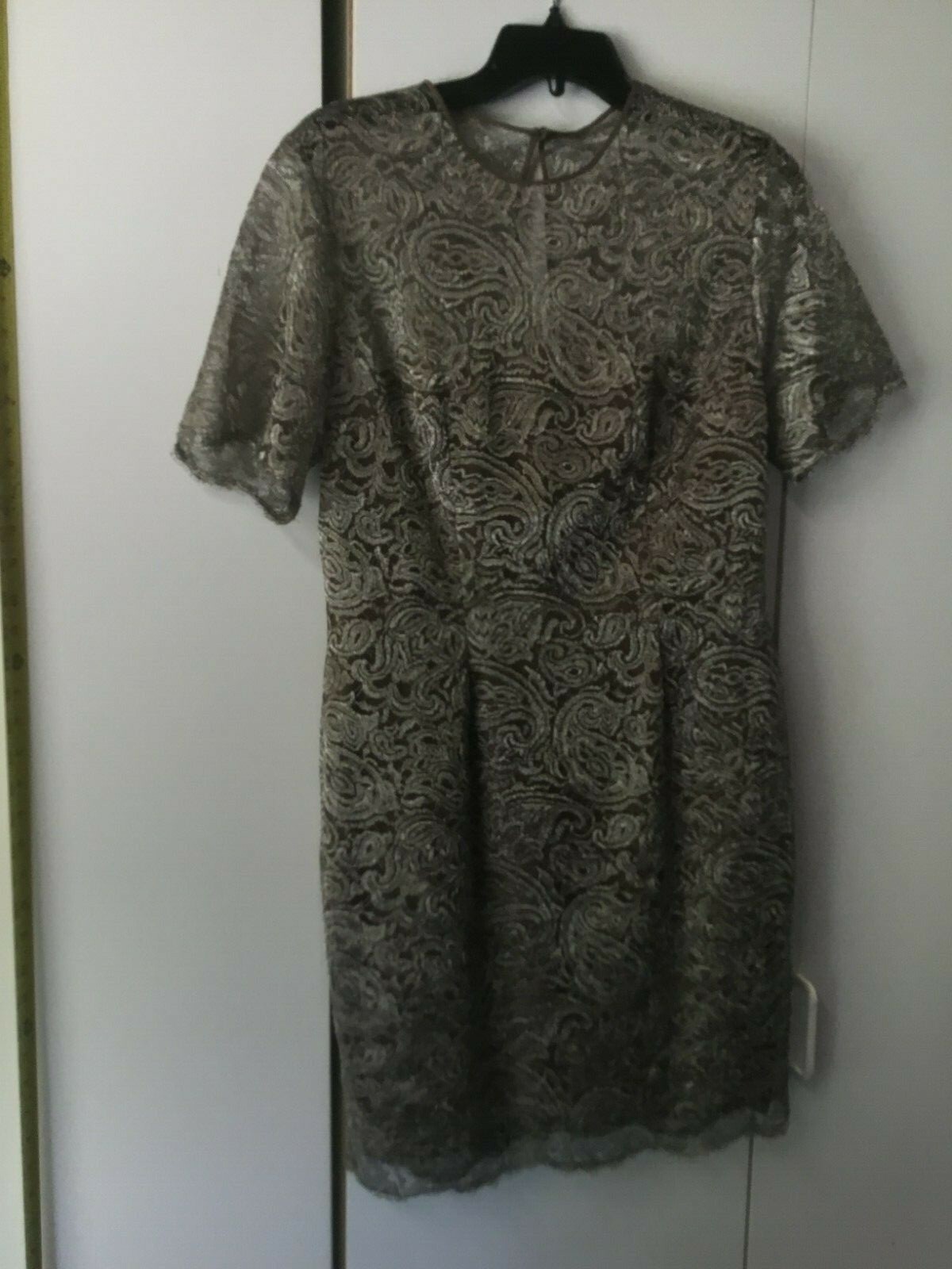Vintage Pamela Dennis Golden Taupe Lace Cocktail Dress Size 12