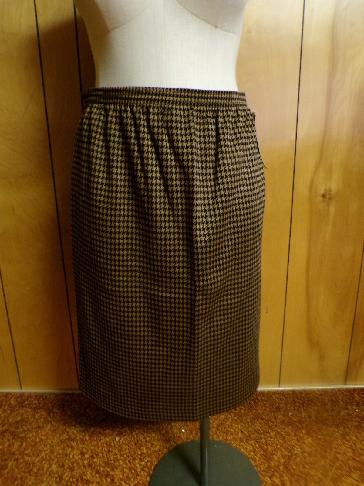 Vintage Cappuccino by Cape Cod Brown Black Herringbone Skirt Waist 38-46&Prime; XL NWT