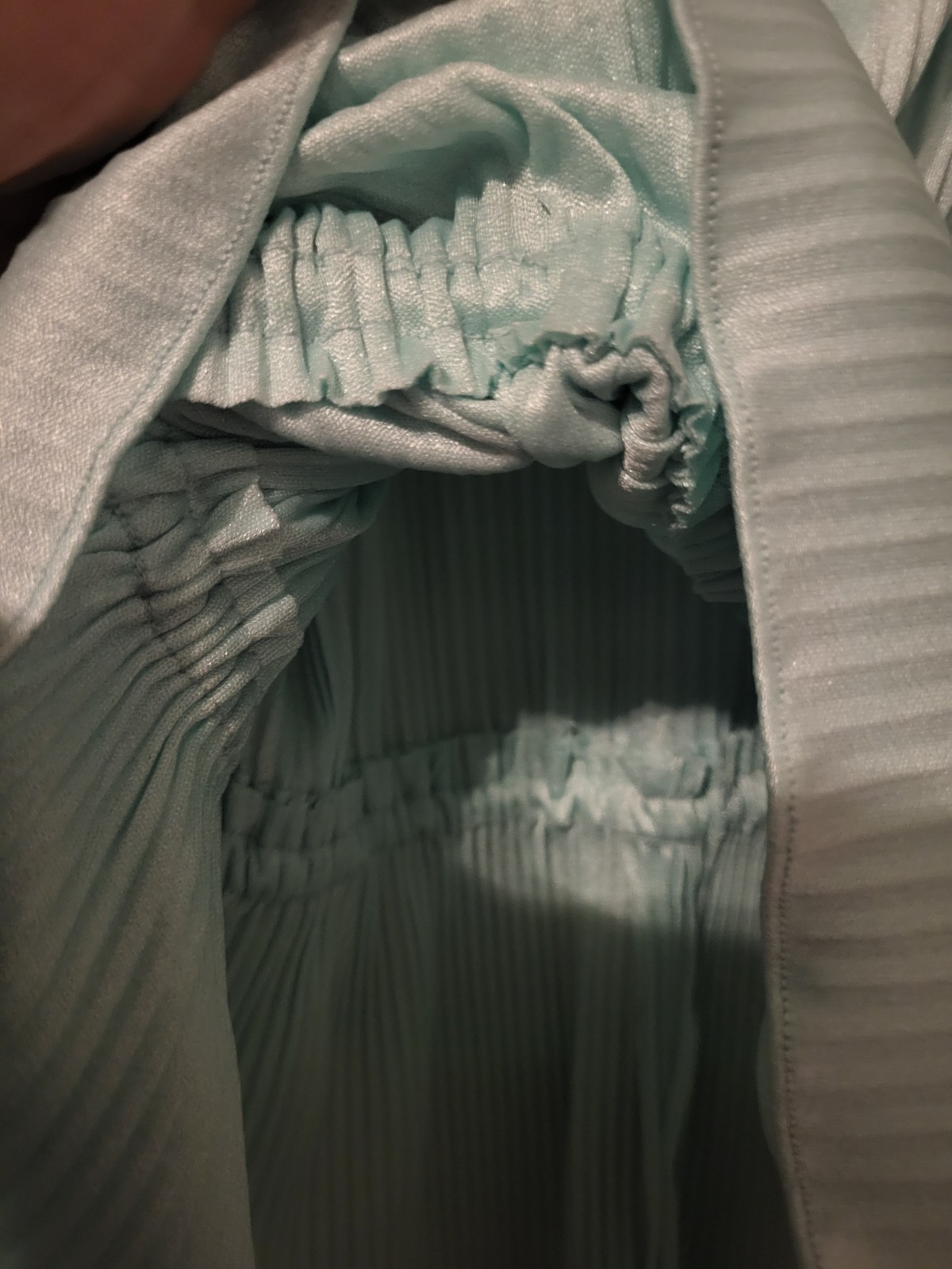 Cute Vintage Pleated Top Women&rsquo;s Sz 9/10. Long Sleeve. Light BlueGreen 60s-70s