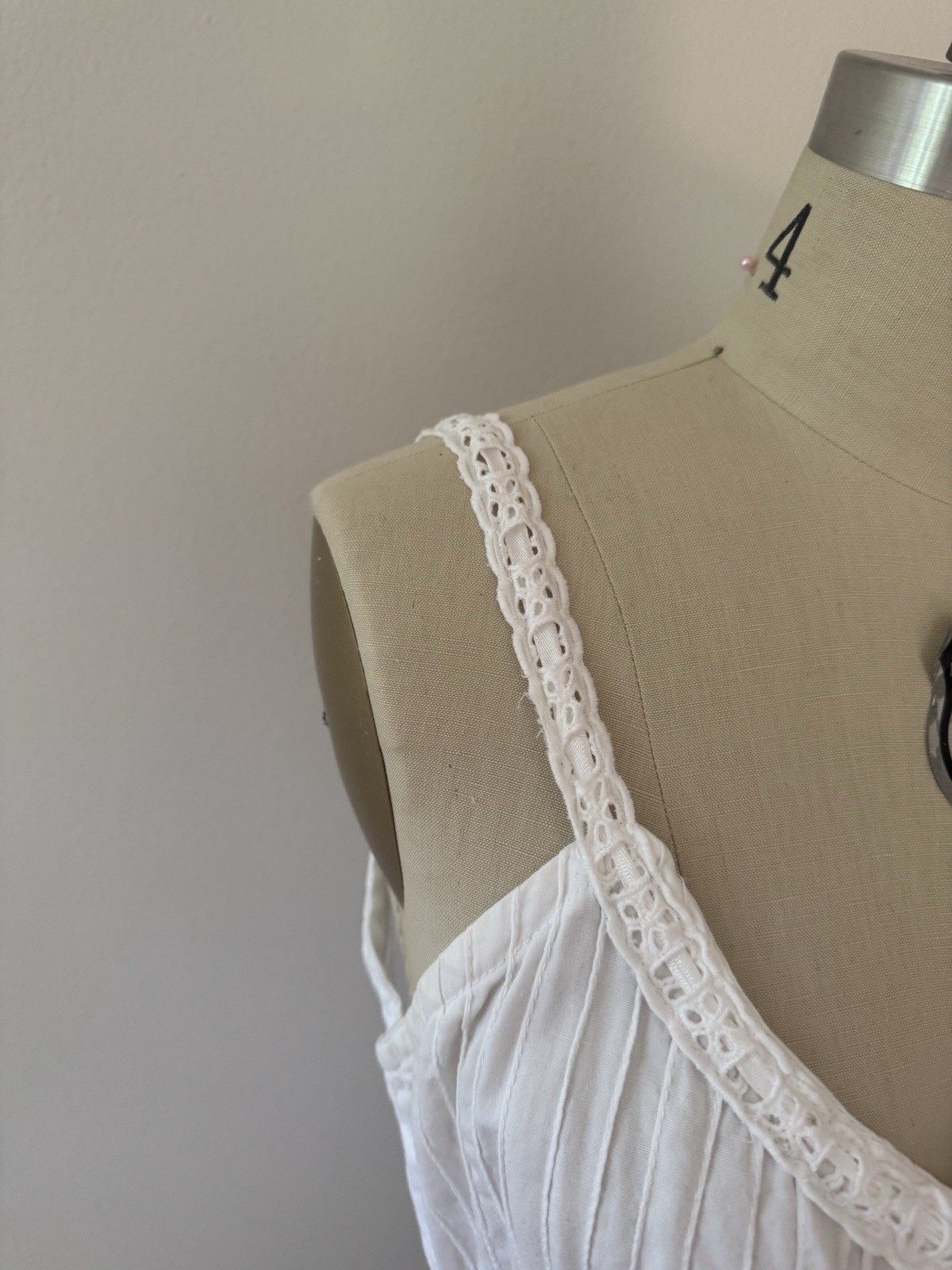 Vtg 70s White Cotton Crochet Sundress Prairie Dress Cottagecore Boho Bridal