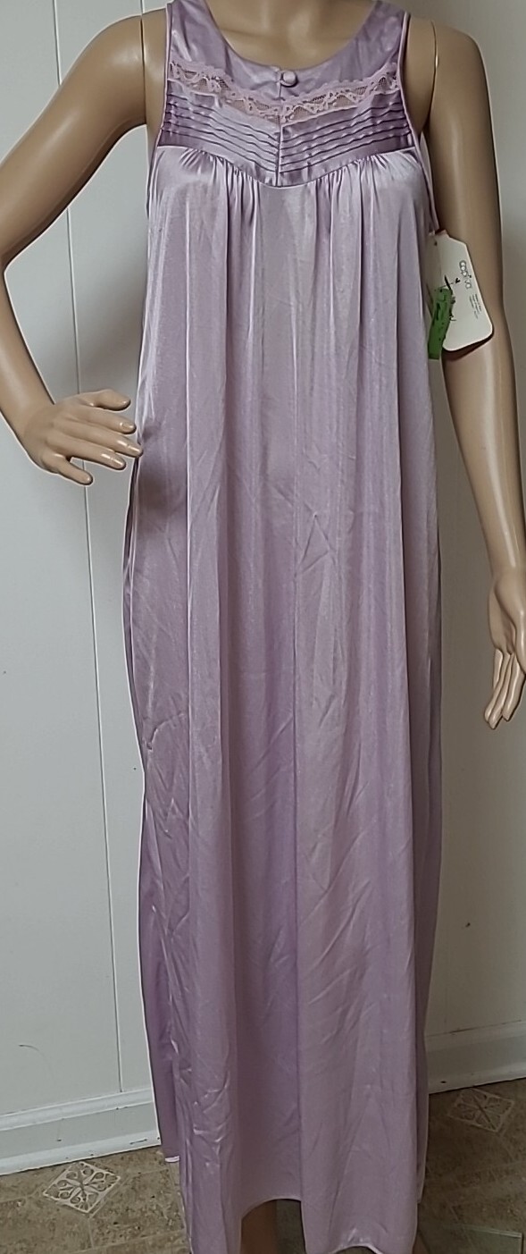 Nwt Vintage Texsheen Nightgown /Jacket 2 pc Set Mauve Purple Women&rsquo;s M